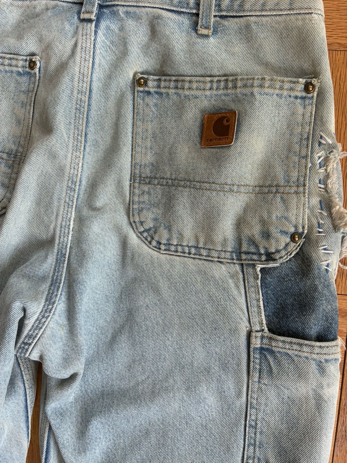 Carhartt Sun faded blue carhartt double knees Size US 33 - 4 Thumbnail