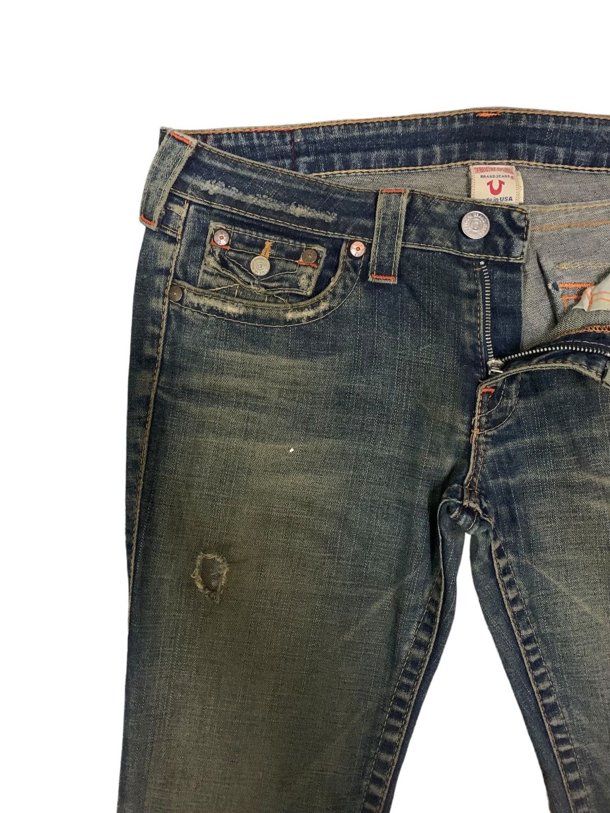 True Religion × Vintage 🔥Flare🔥 Vintage 90s True Religion Distress Bootcut Jeans Size US 34 / EU 50 - 10 Thumbnail