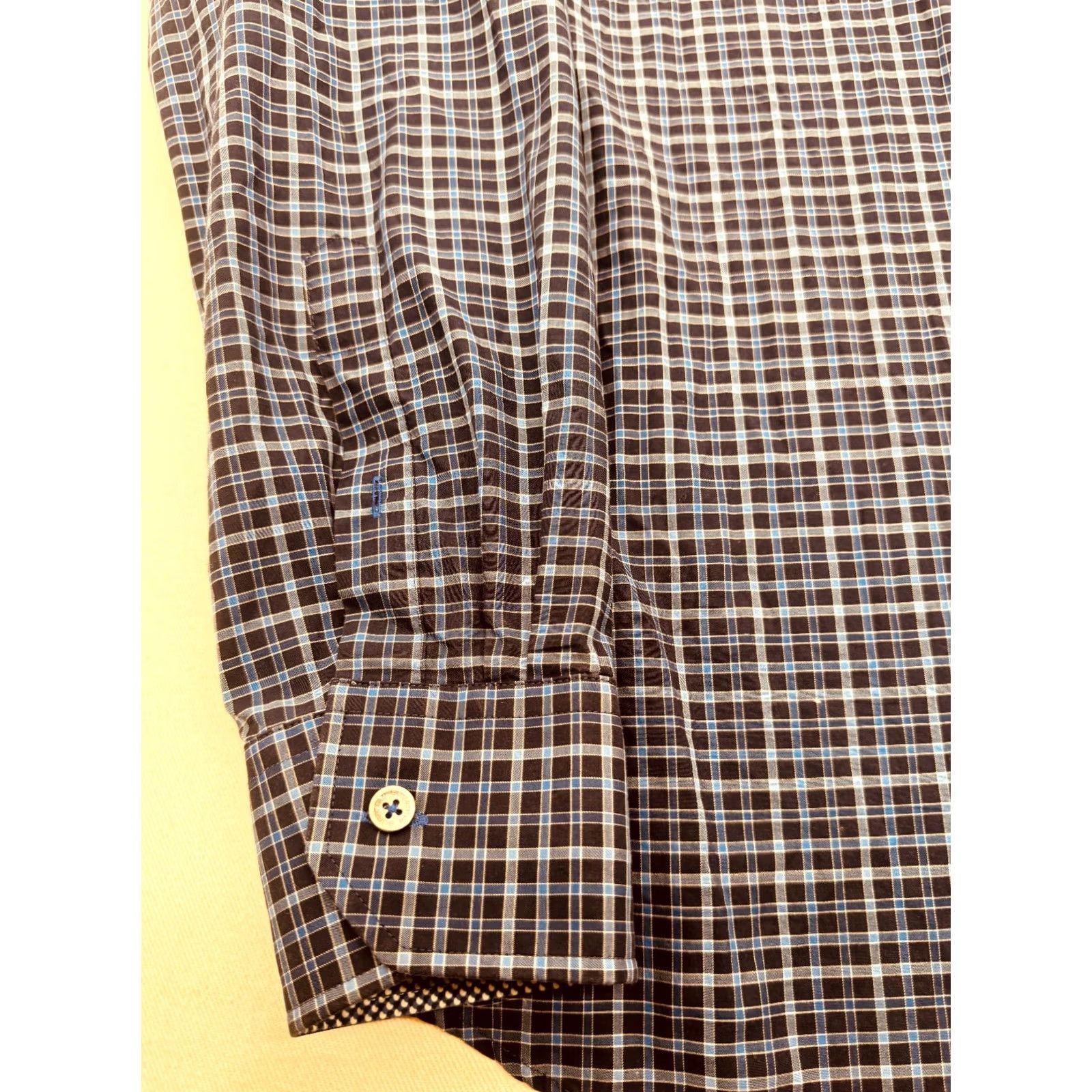 BUGATCHI BUGATCHI Blue Check Dress Shirt Long Sleeve Button Up Mens XL 2XL Shaped Fit Cotton Shirt Size US XXL / EU 58 / 5 - 4 Thumbnail