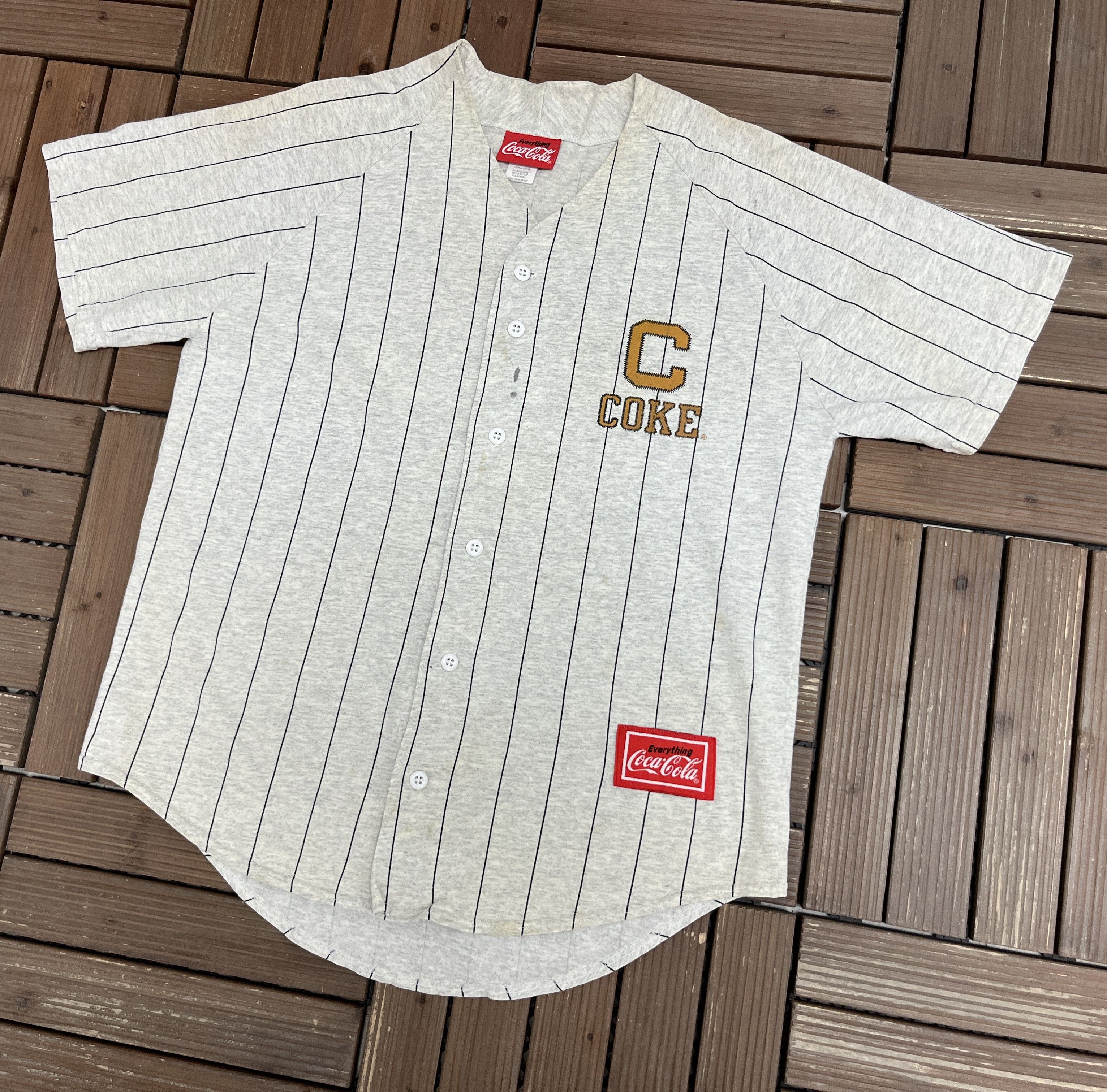 Vintage Coca-Cola Vintage Pinstripe Grey Baseball Jersey Size US M / EU 48-50 / 2 - 3 Thumbnail