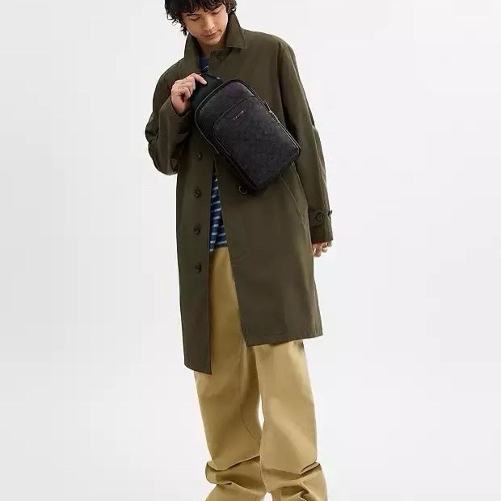 Coach NWT COACH Ethan Pack Signature Canvas CV918 Charcoal/Black Size ONE SIZE - 6 Thumbnail