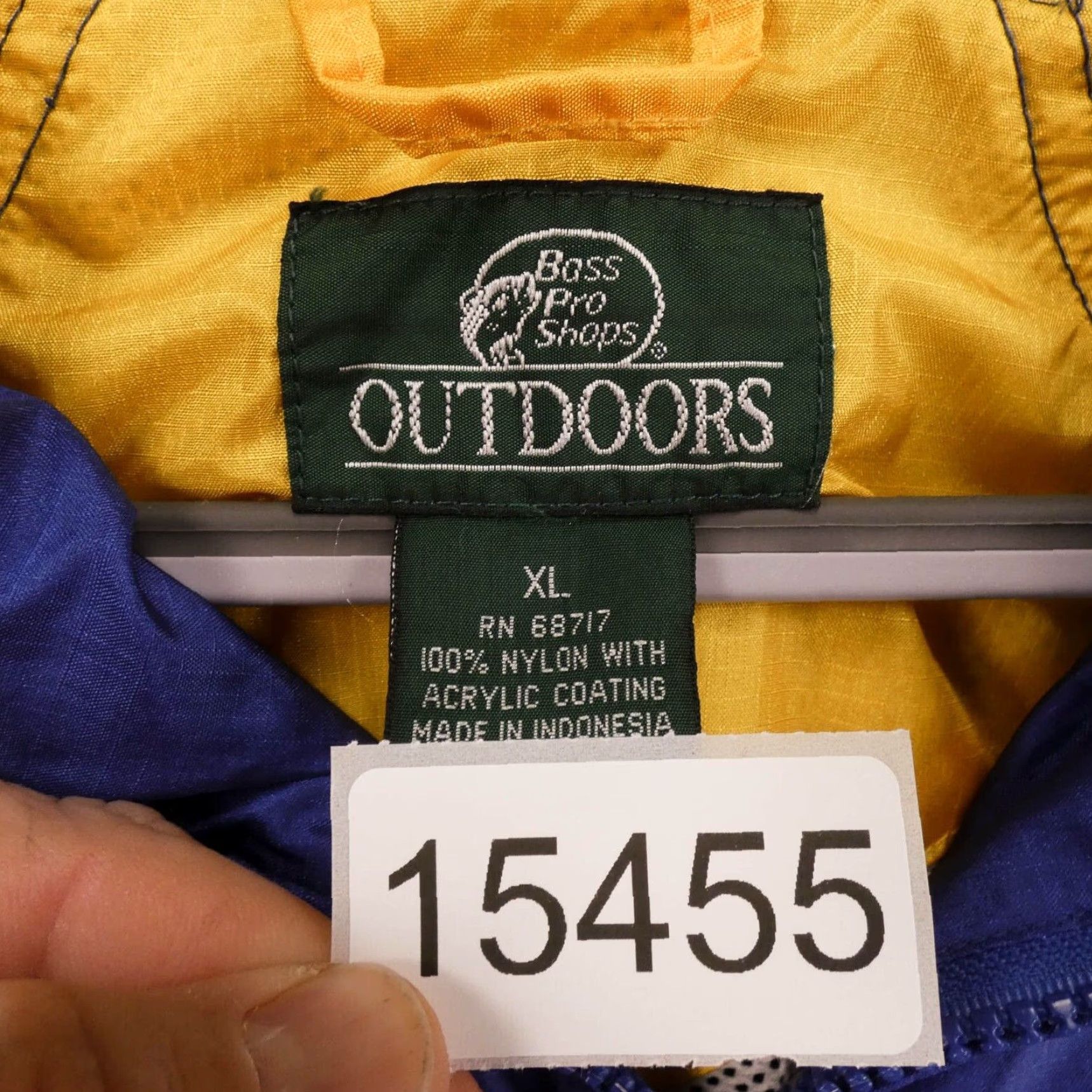 VINTAGE Bass Pro Shop Windbreaker Jacket Mens XL Blue Yellow Full