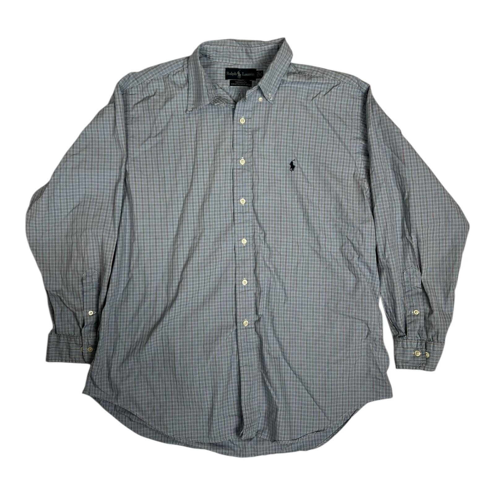 Ralph Lauren Ralph Lauren Shirt Mens 17 34/35 Blue Plaid Yarmouth Pinpoin Size US XL / EU 56 / 4 - 1 Thumbnail