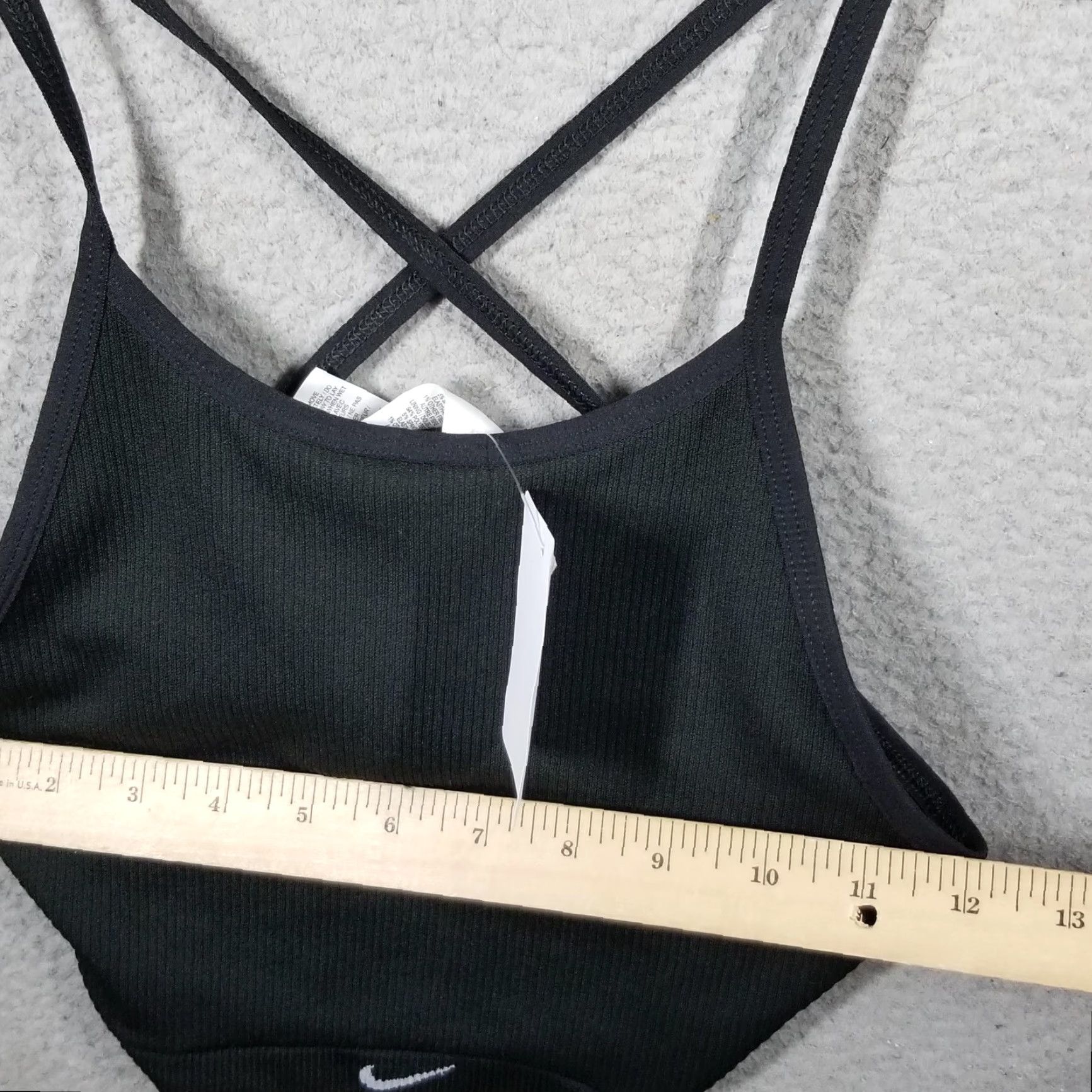 Nike Nike Sports Bra Womens Large Black Ribbed Crossback Swoosh DV9986-010 Size ONE SIZE - 6 Thumbnail