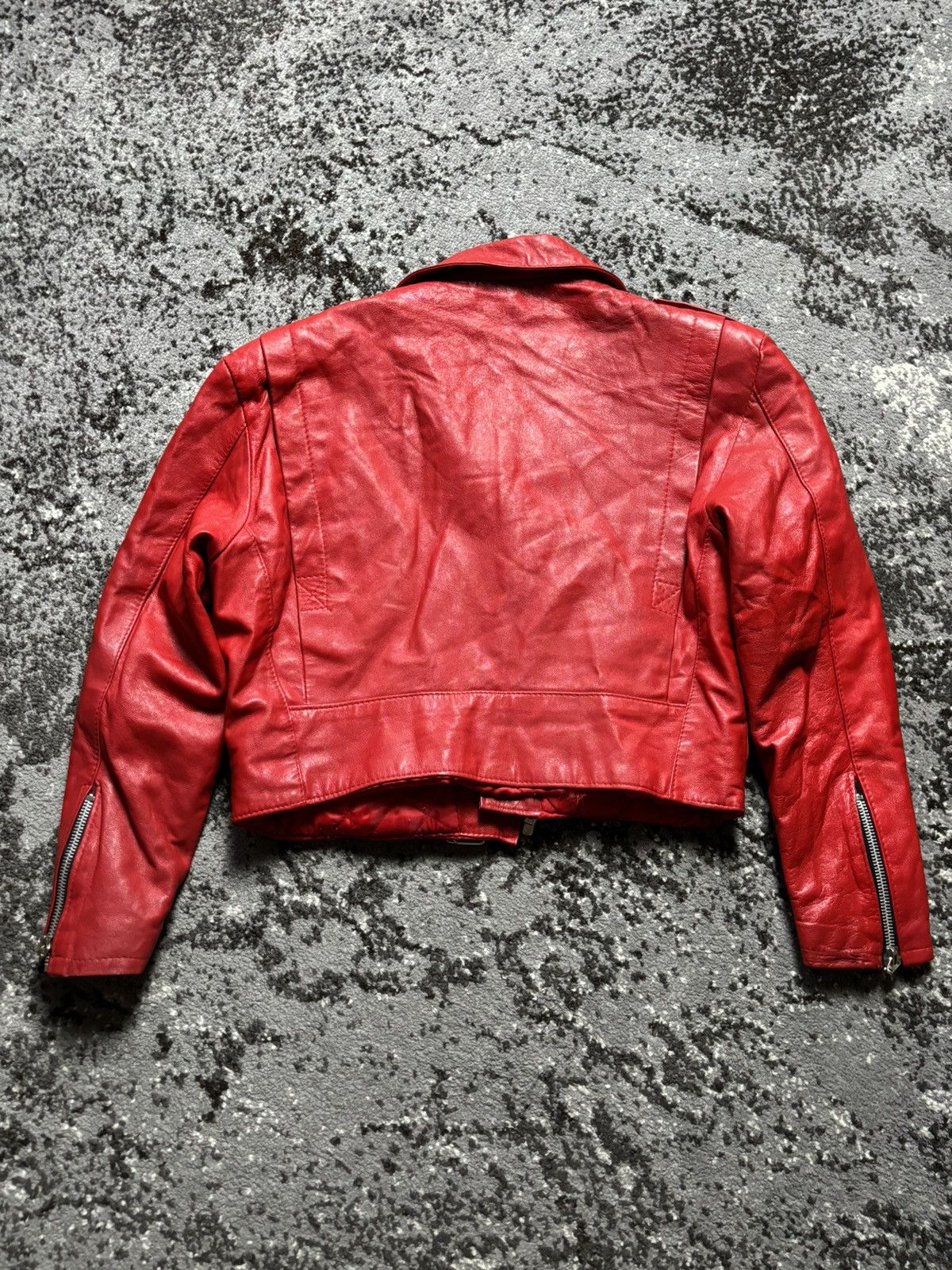 Japanese Brand × Vera Pelle Red leather biker jacket Vera Pelle with silver buckle Size M / US 6-8 / IT 42-44 - 13 Thumbnail