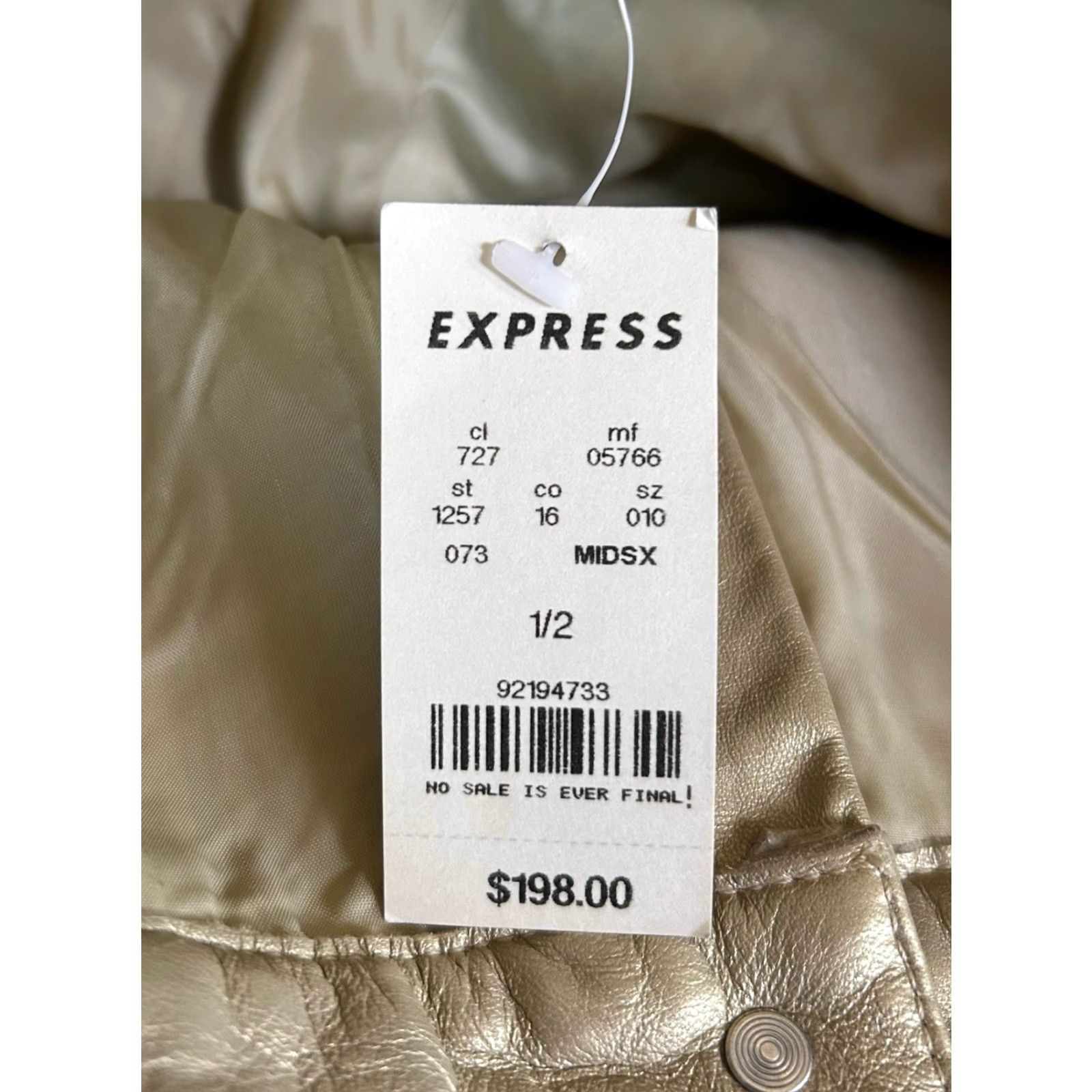 Express VINTAGE Express Leather Bootcut Pants Womens 2 Gold 2000s Deadstock NWT Leather 32" Inseam Womens Size 26" / US 2 / IT 38 - 3 Thumbnail