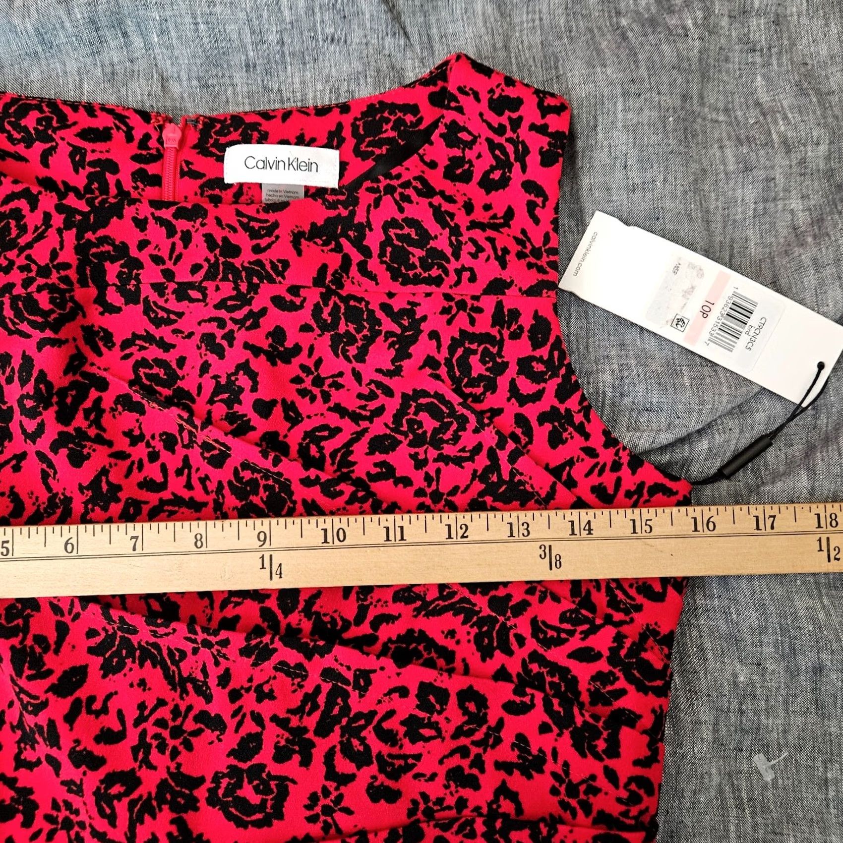 Calvin Klein Calvin Klein Women Dress 10P Sleeveless Floral Sheath Red Black NWT Knee Length Multicolor. Size L / US 10 / IT 46 - 6 Thumbnail