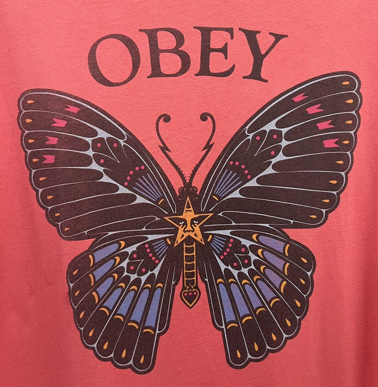Obey × Vintage VINTAGE OBEY BIG LOGO BUTTERFLY SHIRT Size US L / EU 52-54 / 3 - 4 Thumbnail