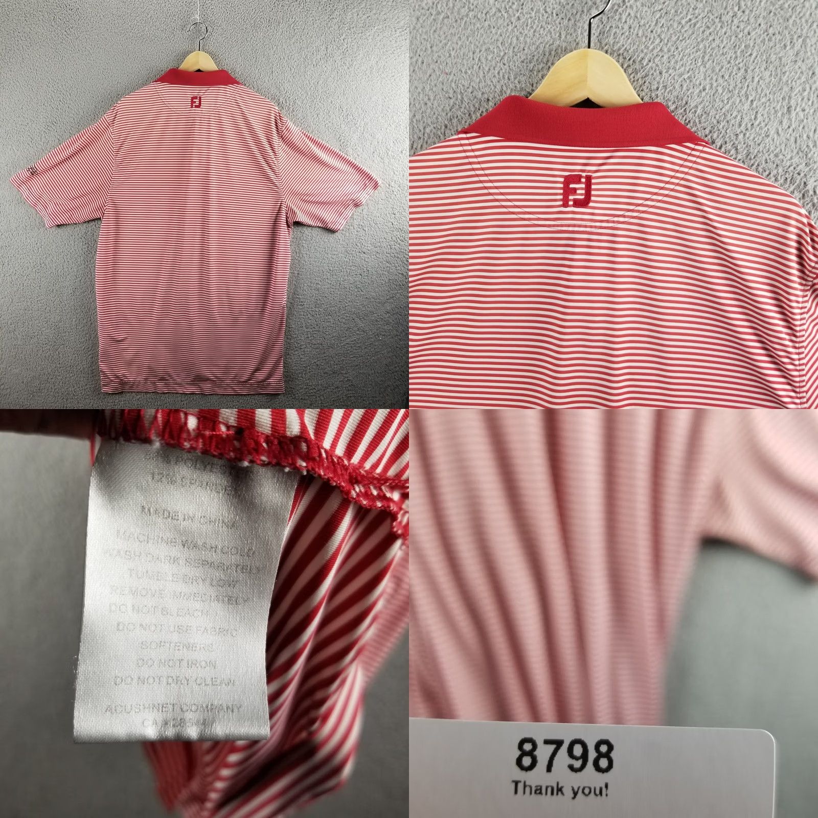 Footjoy FootJoy Golf Polo Shirt M Red White Striped ProDry Performance Firerock CC Shirt Mens Polo Size US M / EU 48-50 / 2 - 8 Thumbnail