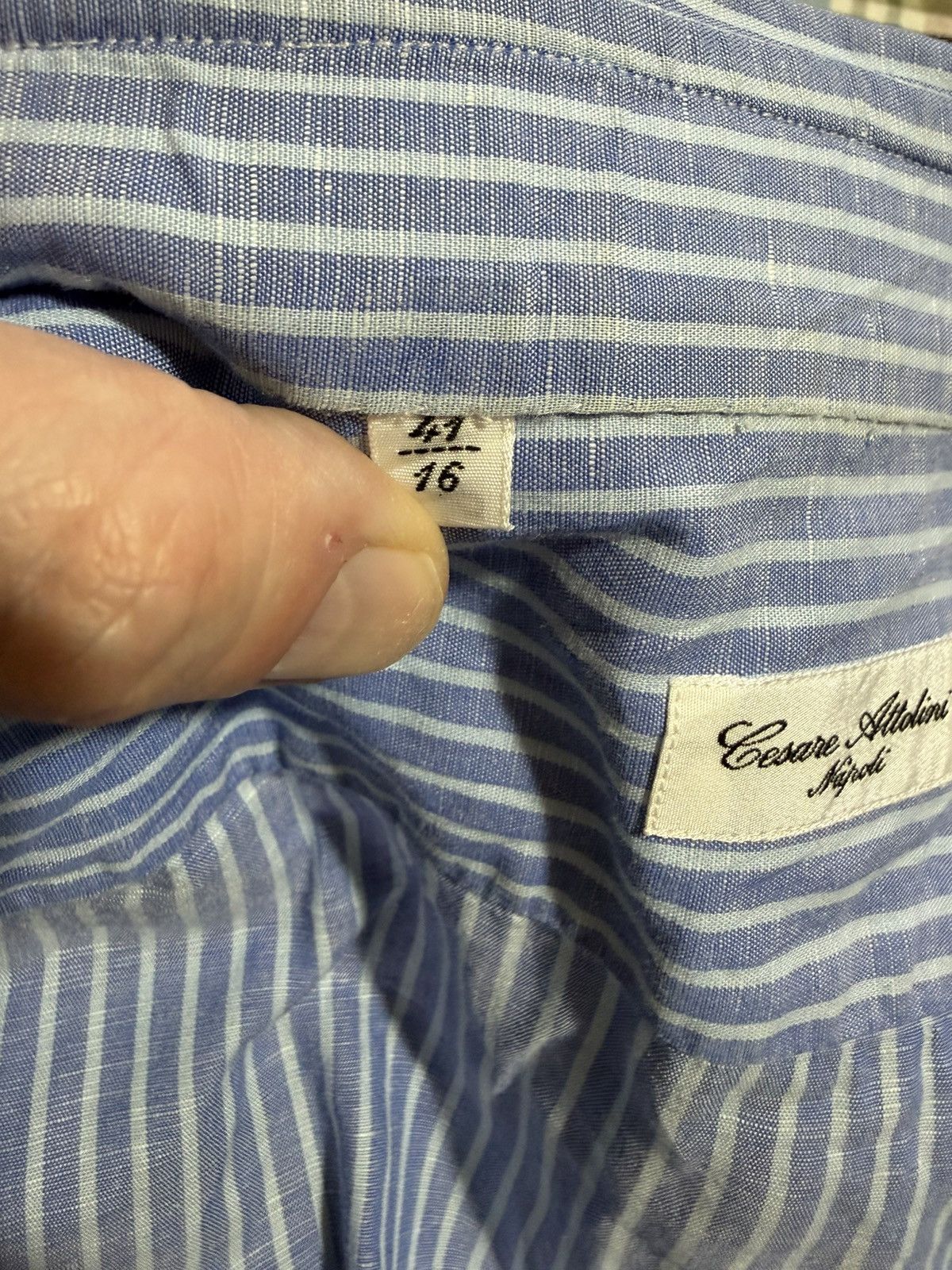 Cesare Attolini Cesare Attolini Blue Stripped linen Shirt Size US L / EU 52-54 / 3 - 4 Thumbnail