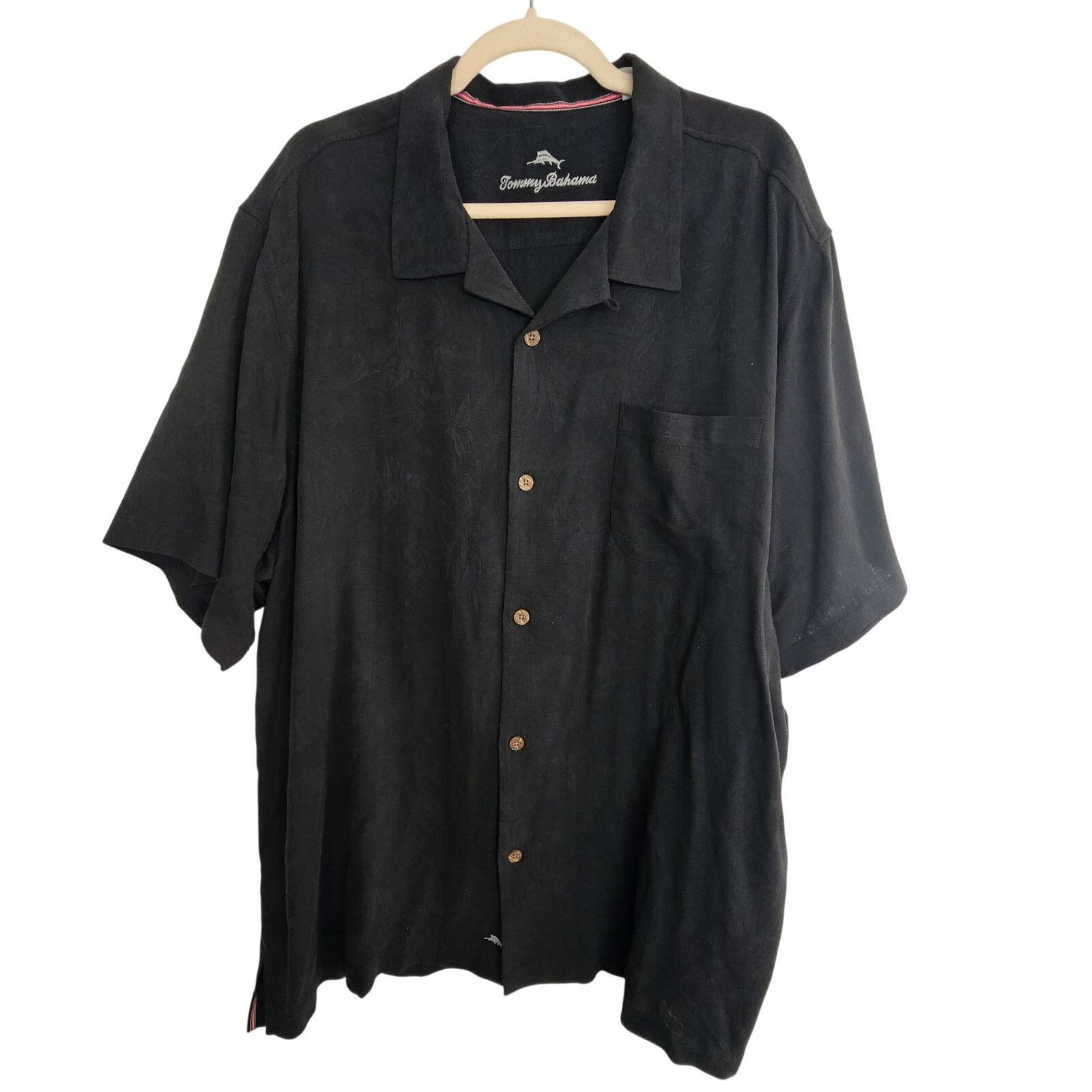 Tommy Bahama Tommy Bahama Silk Shirt Black Short Sleeve Button Front XXL Size US M / EU 48-50 / 2 - 1 Thumbnail