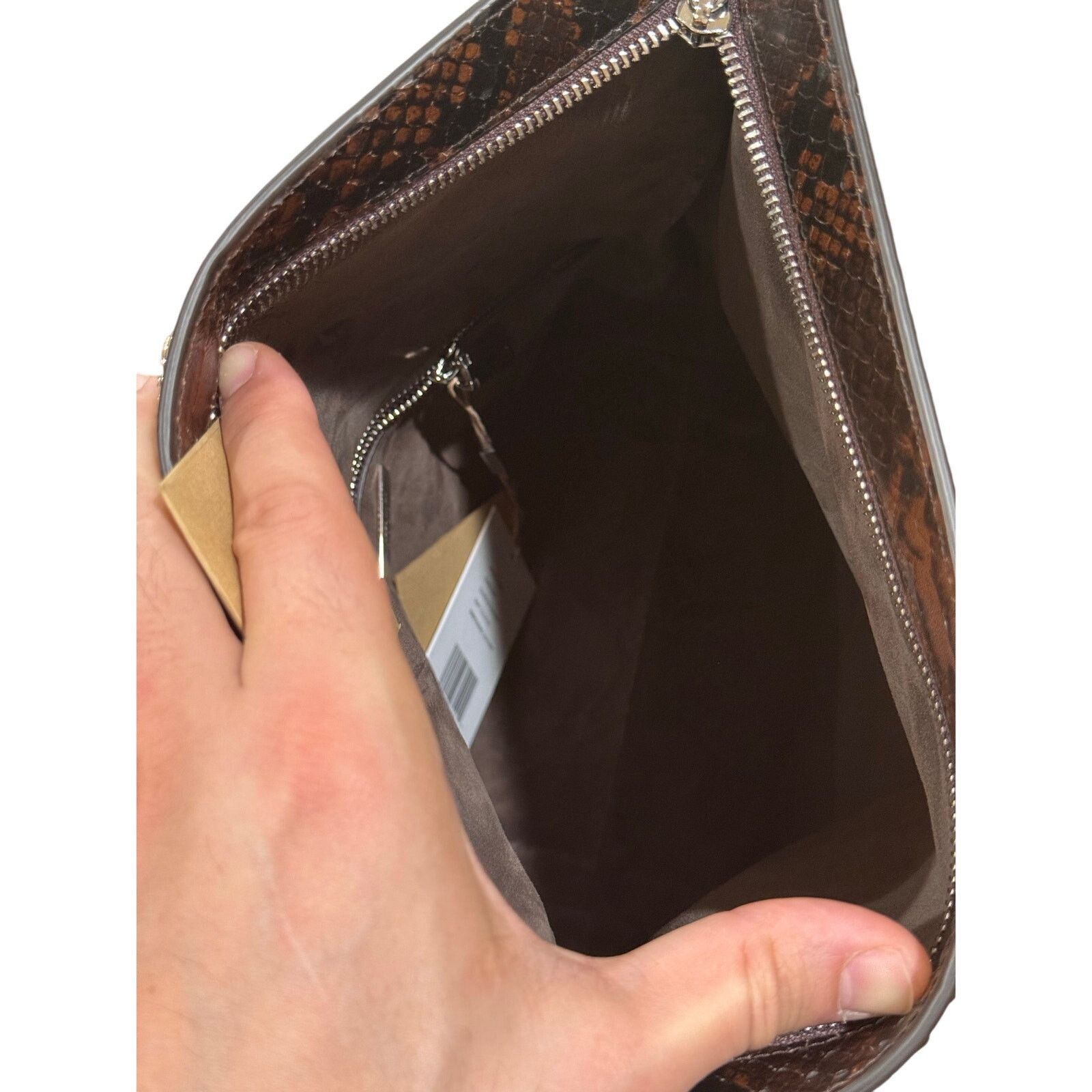 Michael Kors Michael Kors Collection Python-Embossed Leather Clutch Size ONE SIZE - 9 Thumbnail