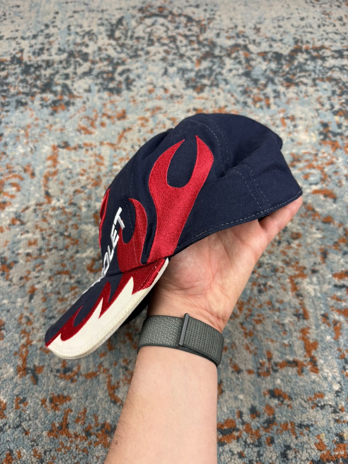 Chevrolet Vintage 90s Chevrolet embroidered flames fire graphic hat Size ONE SIZE - 5 Thumbnail