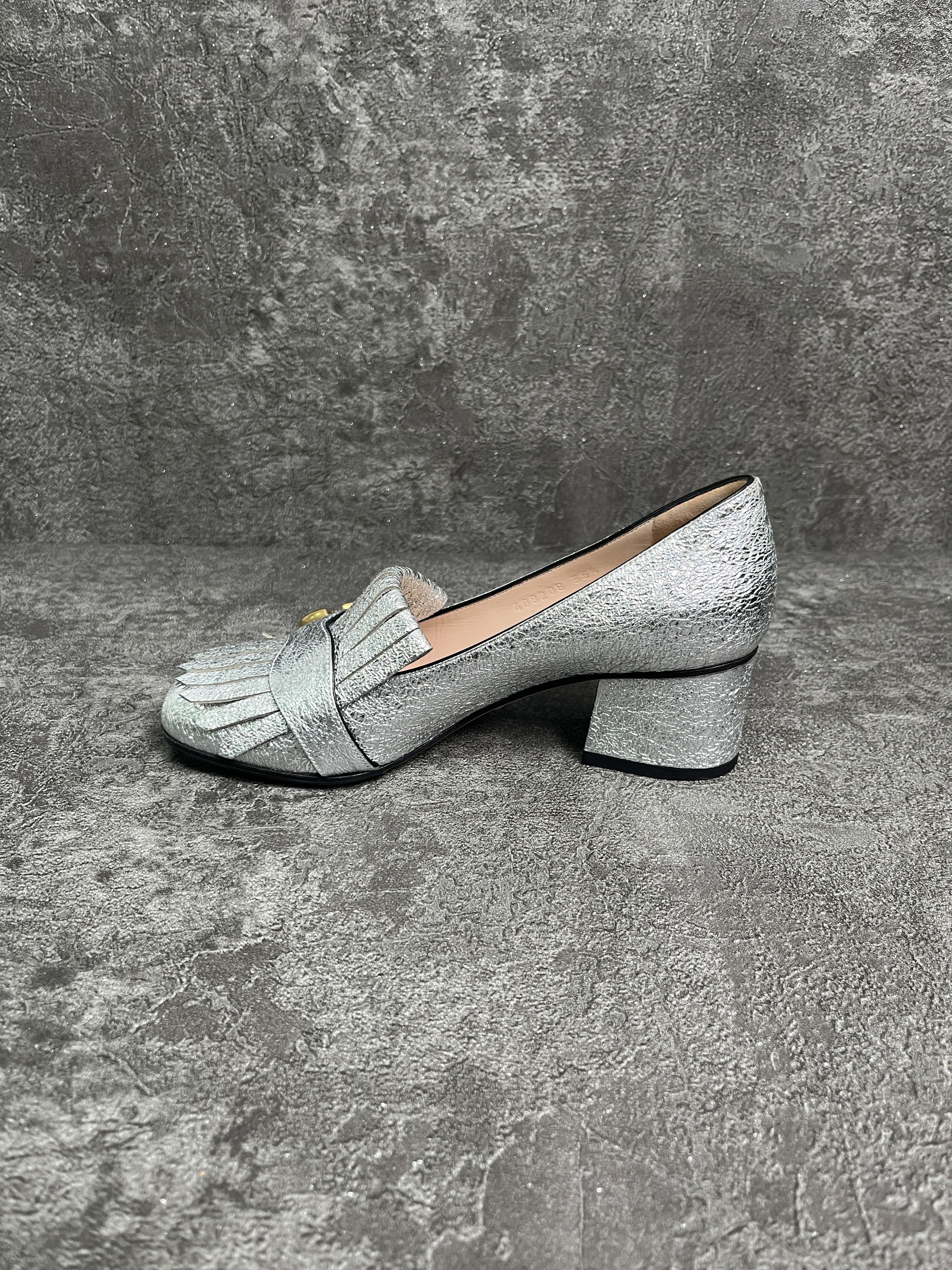 Gucci Gucci Silver GG Marmont Metallic Pumps Size US 5.5 / IT 35.5 - 2 Thumbnail