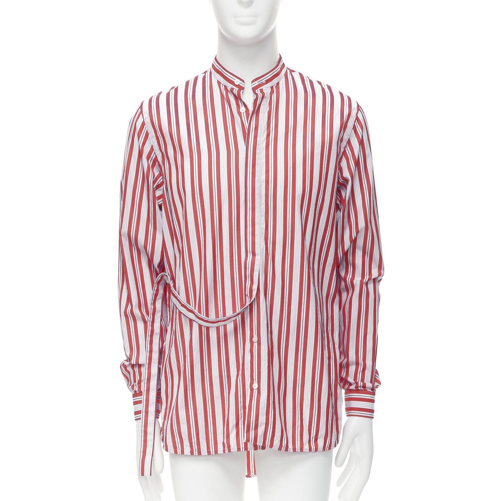 Jil Sander JIL SANDER 100% cotton red vertical stripes deconstructed placket shirt EU38 S Size US S / EU 44-46 / 1 - 1 Thumbnail