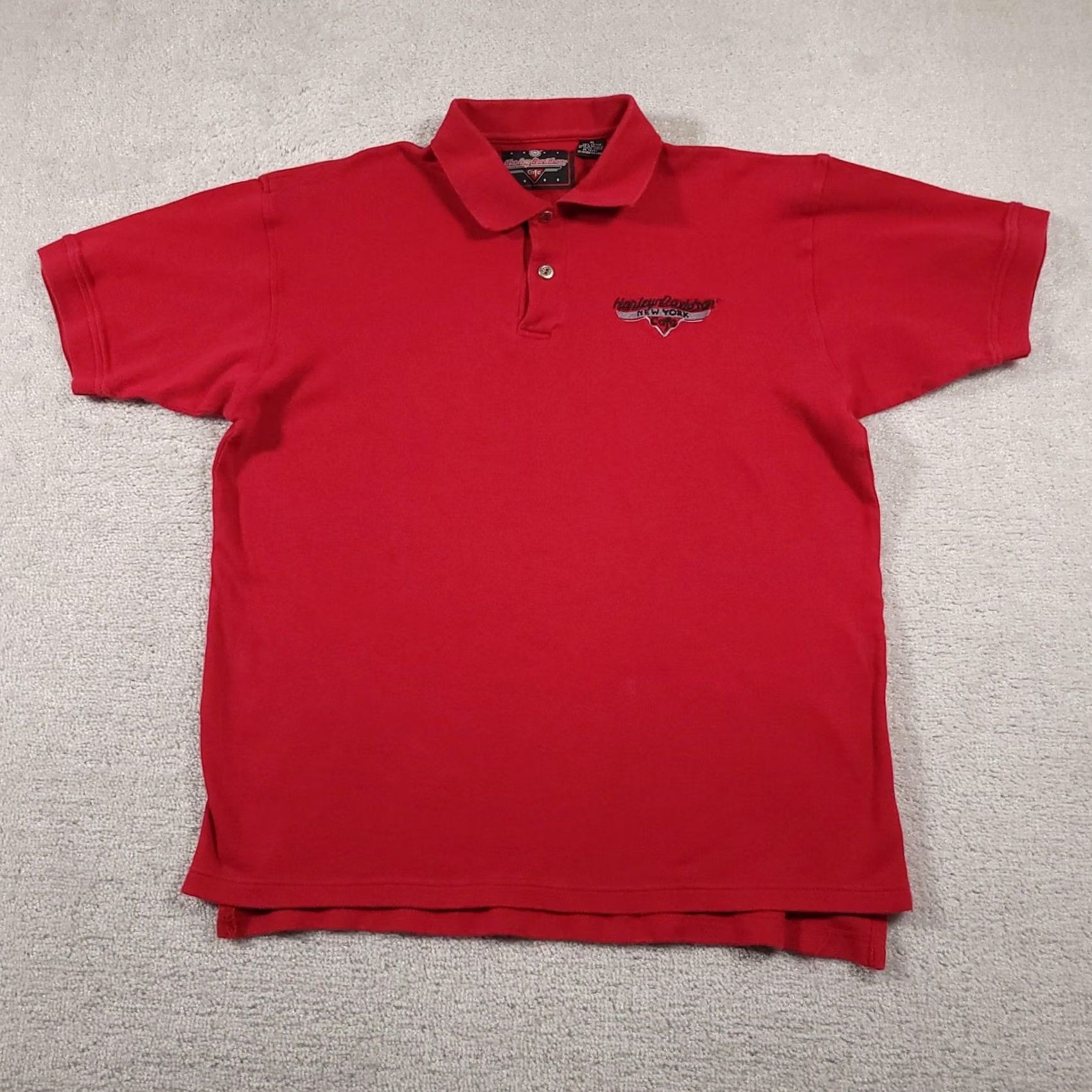 Harley Davidson VINTAGE Harley-Davidson Cafe Polo Shirt Mens XL Red Embroidered New York Biker Motorcycle Logo Size US XL / EU 56 / 4 - 2 Thumbnail