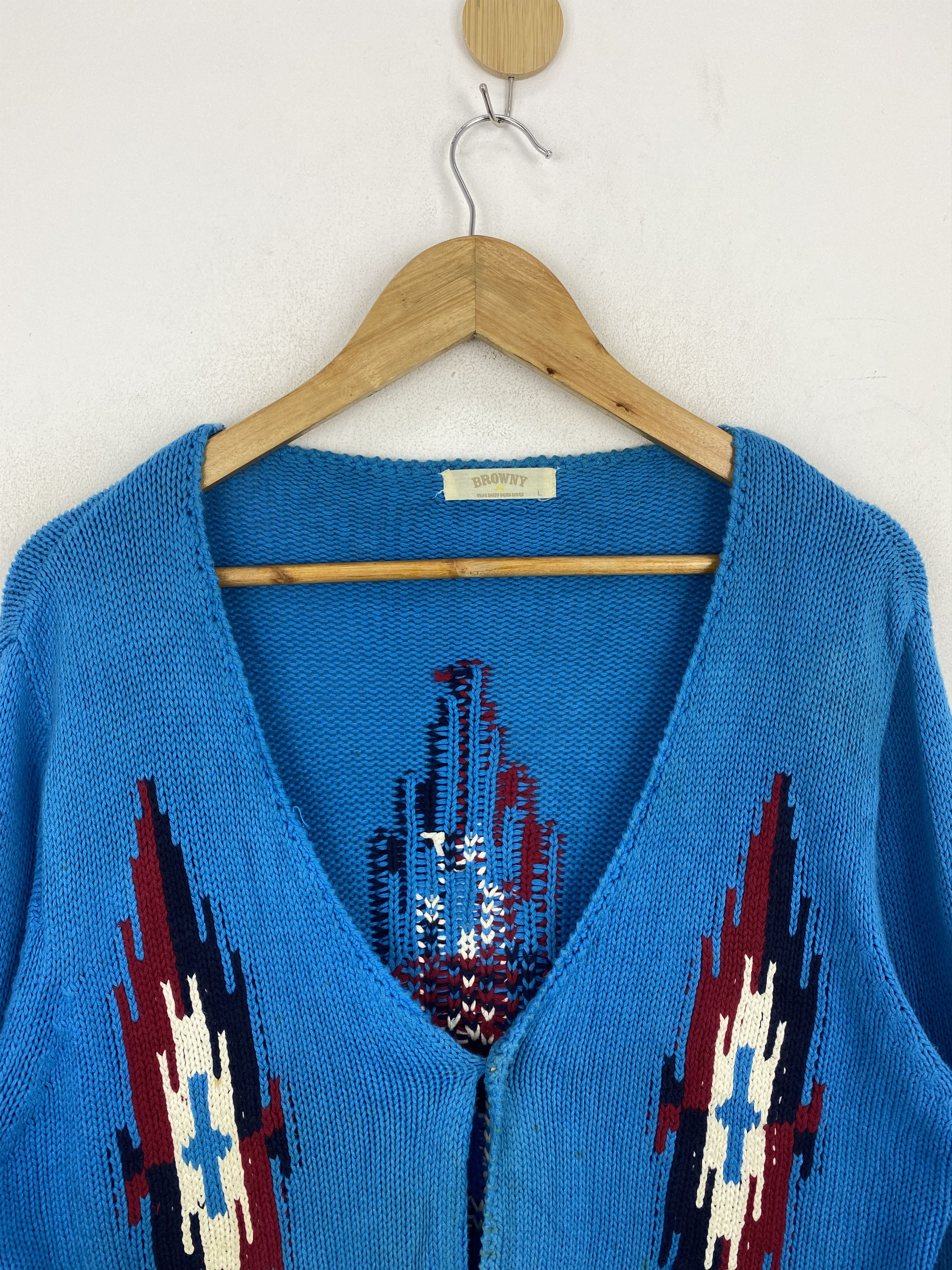 Japanese Brand Vintage Browny Native Navajo Knitwear Cardigan J1882 Size US L / EU 52-54 / 3 - 2 Thumbnail