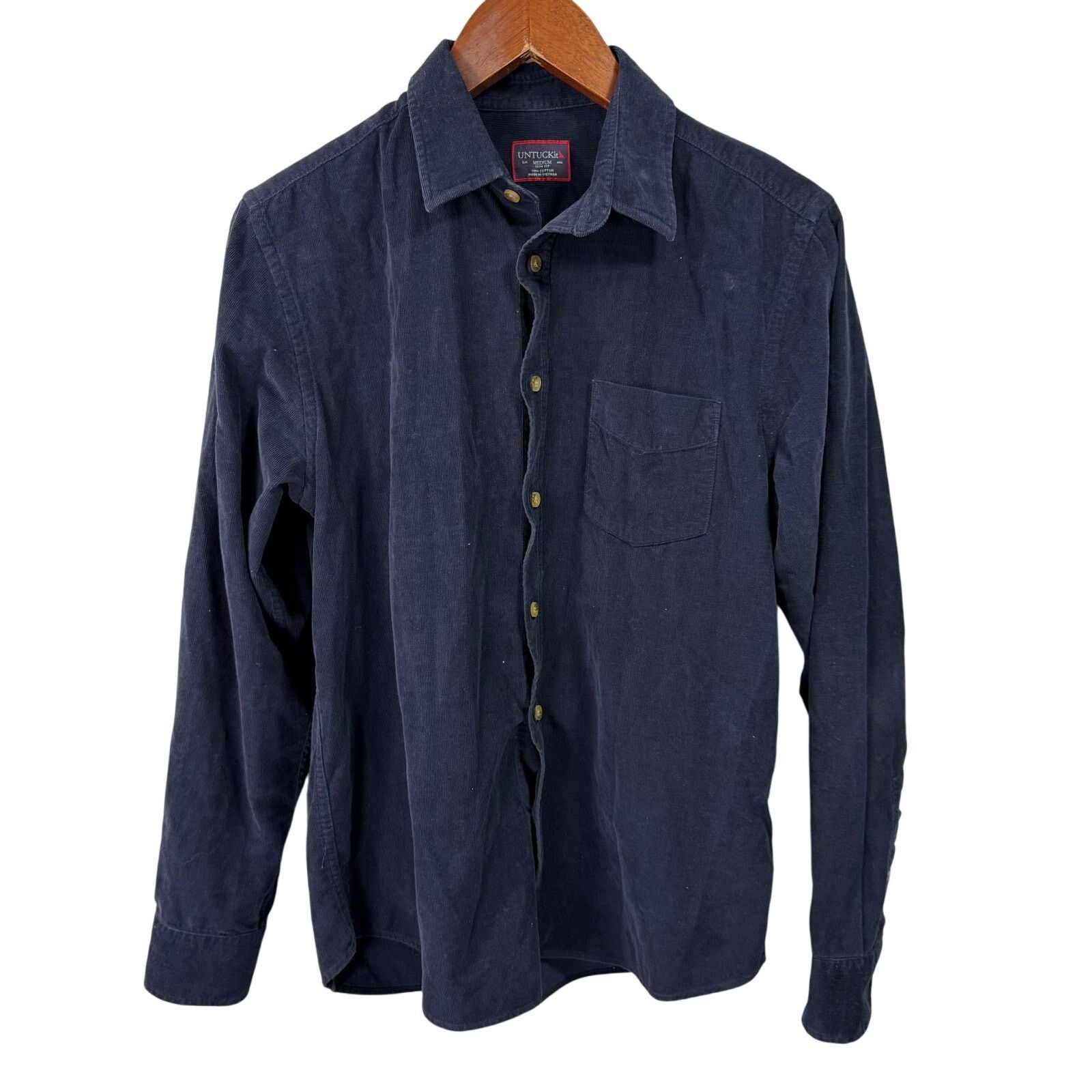 UNTUCKit Untuckit Men’s Corduroy Shirt sz M Slim Fit Blue # G656 Size US M / EU 48-50 / 2 - 4 Thumbnail