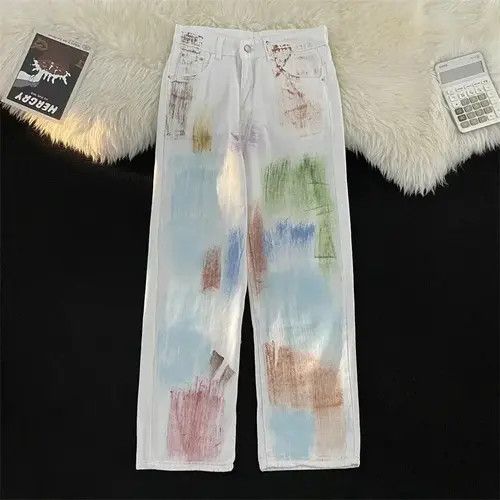 Jean Colorful Graffiti Straight Jeans Size US 32 / EU 48 - 1 Thumbnail