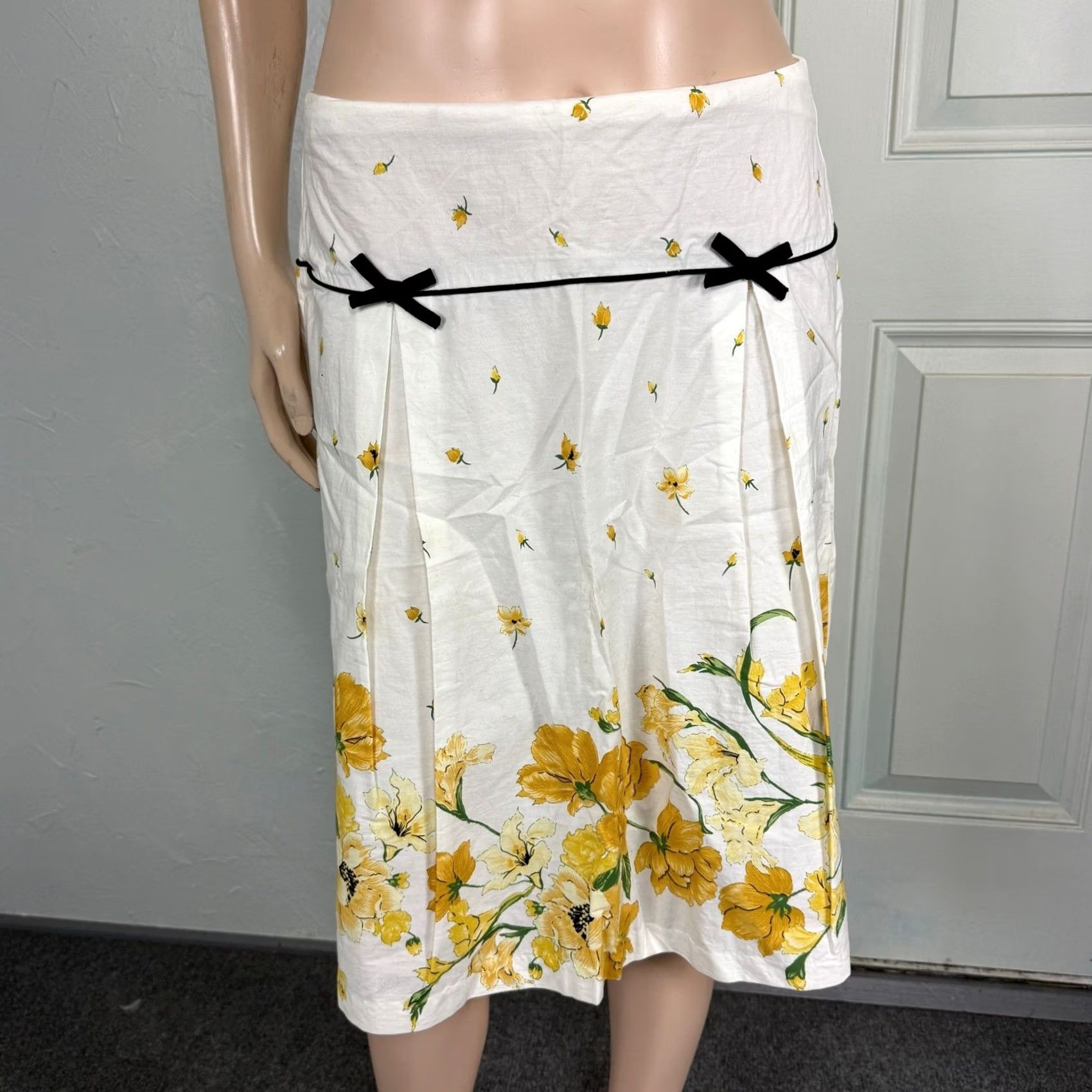 Vintage VINTAGE Speechless Skirt Women A-Line Floral Lace Knit Cotton Knee Length White W4-27 Juniors 7 Size 28" / US 6 / IT 42 - 2 Thumbnail