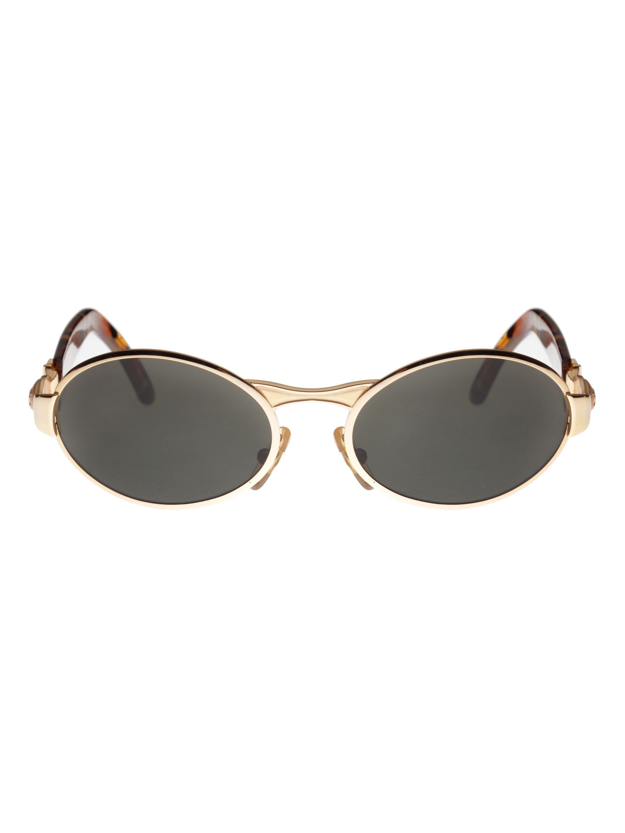 Burberry × Vintage Burberry '90s Gold Havana Oval Sunglasses Size ONE SIZE - 4 Thumbnail