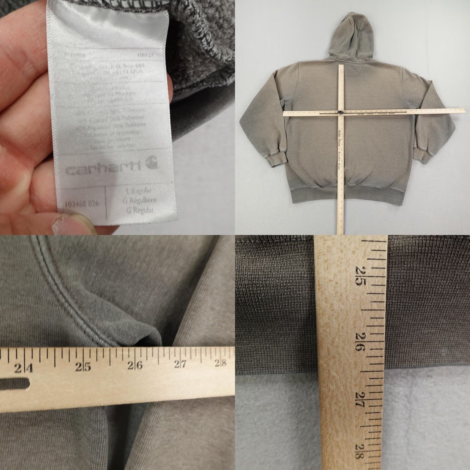 Carhartt VINTAGE Carhartt Hoodie Mens L Gray Rugged Graphic Hooded Sweatshirt Pullover Faded Logo Graphic Print Pockets Size US L / EU 52-54 / 3 - 8 Thumbnail