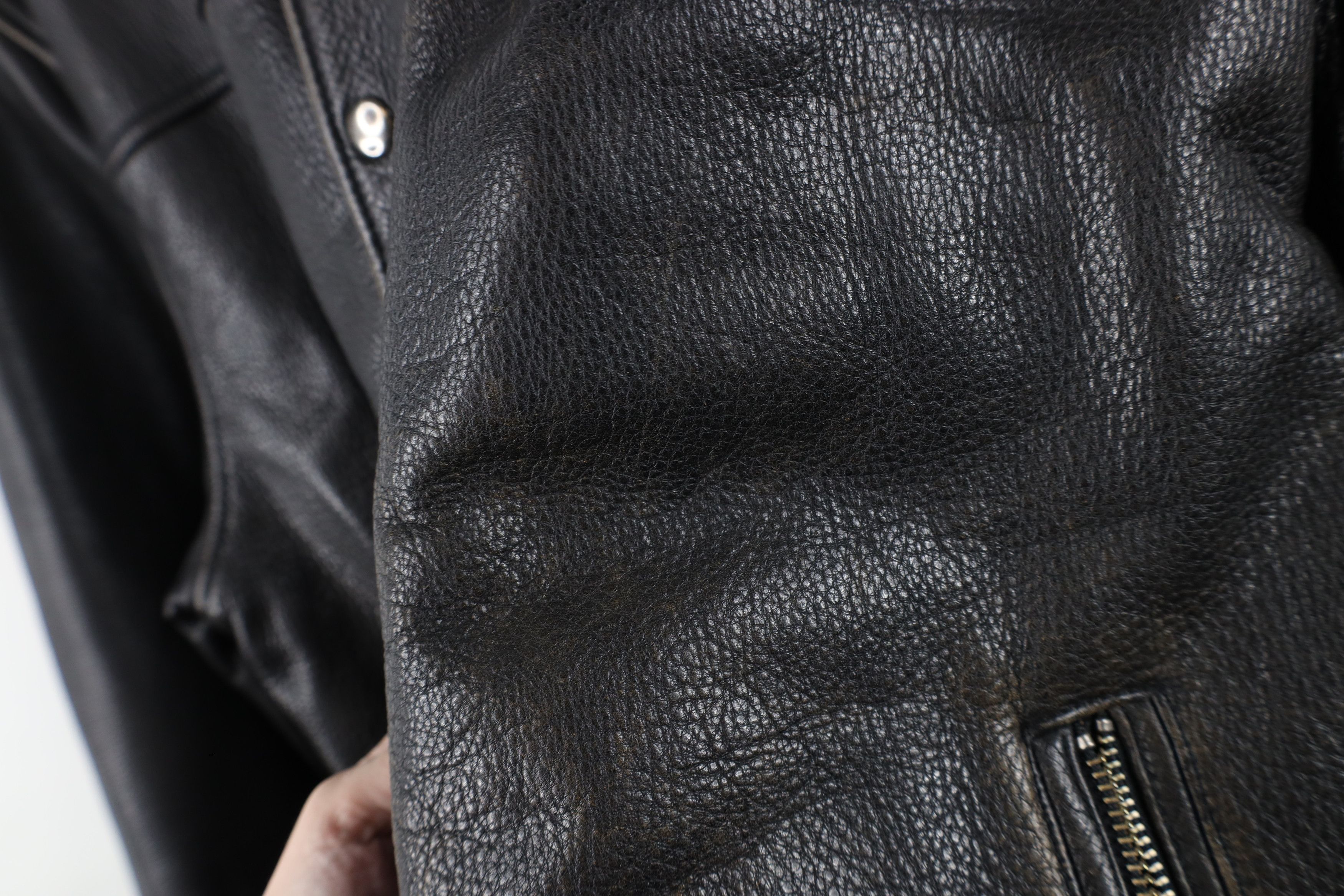 Vintage Vintage 90s Streetwear Heavyweight Leather Jacket Dark Brown Size US L / EU 52-54 / 3 - 6 Thumbnail