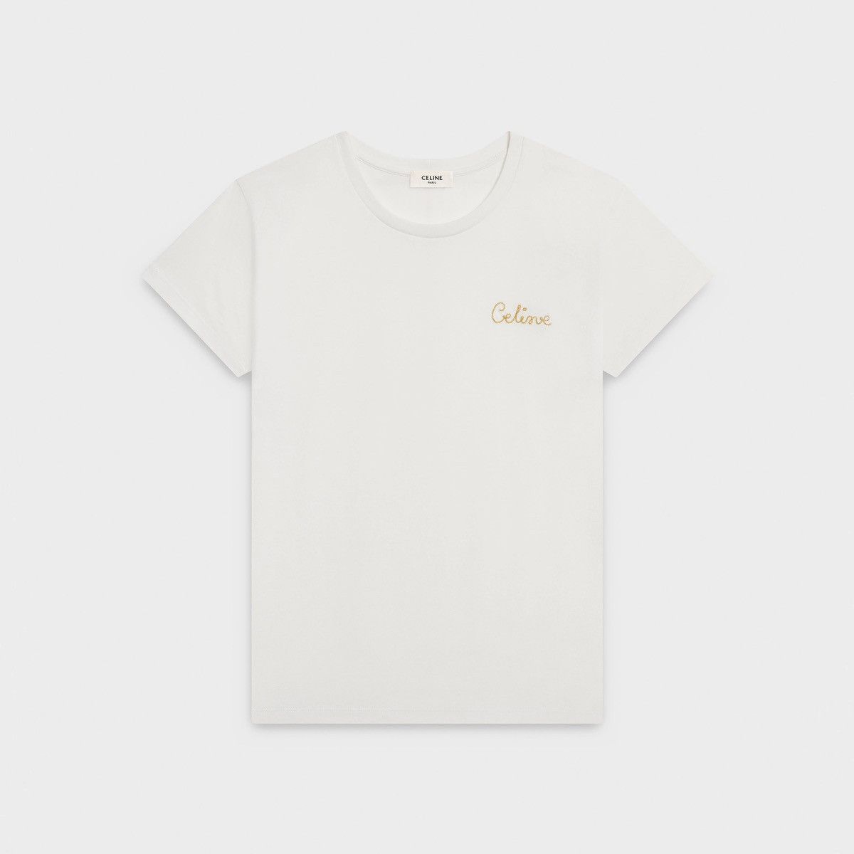Celine Celine Logo Embroidered White T-Shirt Size S / US 4 / IT 40 - 8 Thumbnail