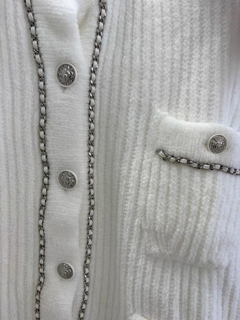 Chanel Chanel Four-pocket leather chain design white jacket Size XS / US 0-2 / IT 36-38 - 3 Thumbnail