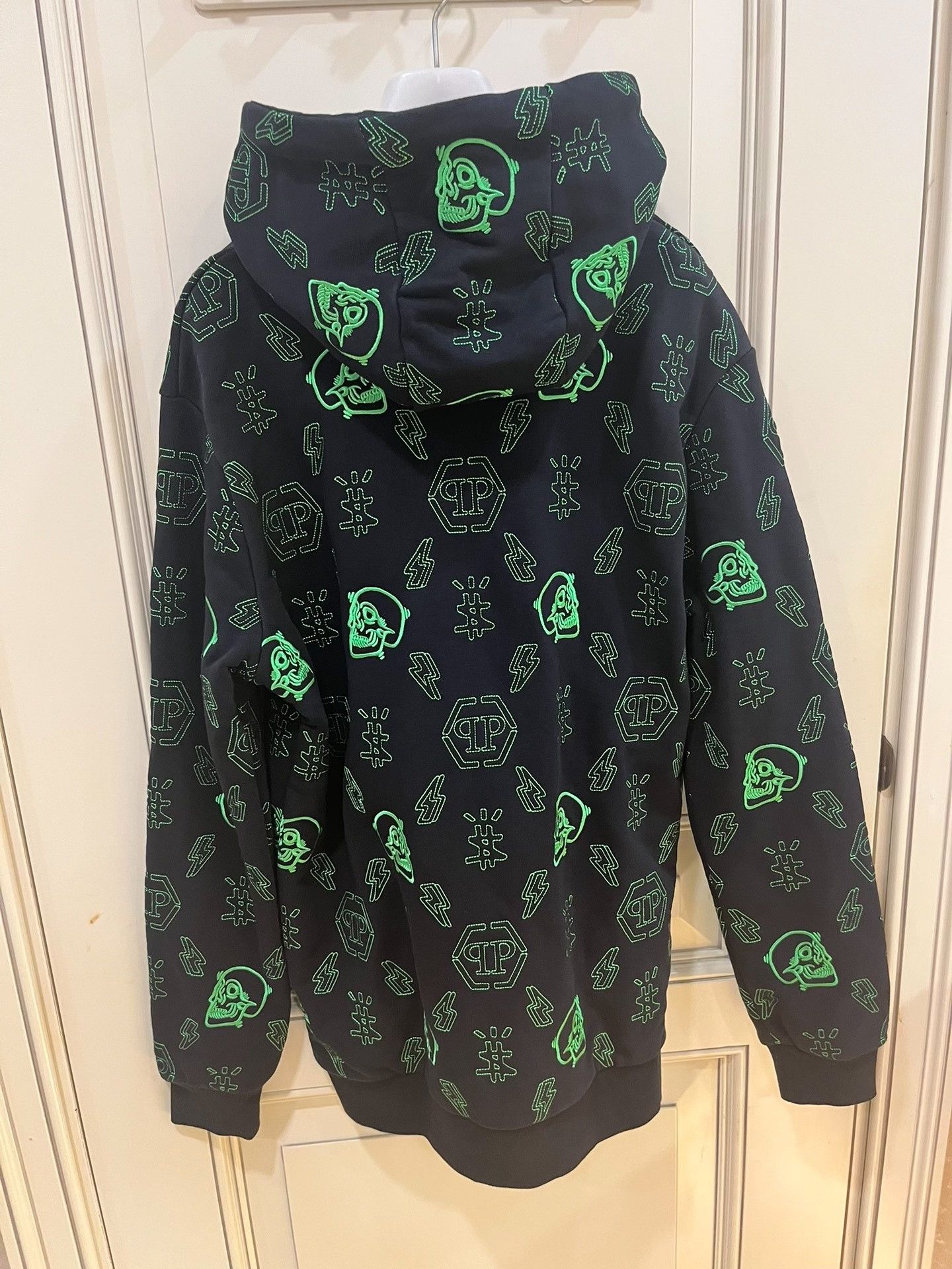 Philipp Plein Philipp Plein Black Hoodie Green Skull Logo Size US M / EU 48-50 / 2 - 6 Thumbnail