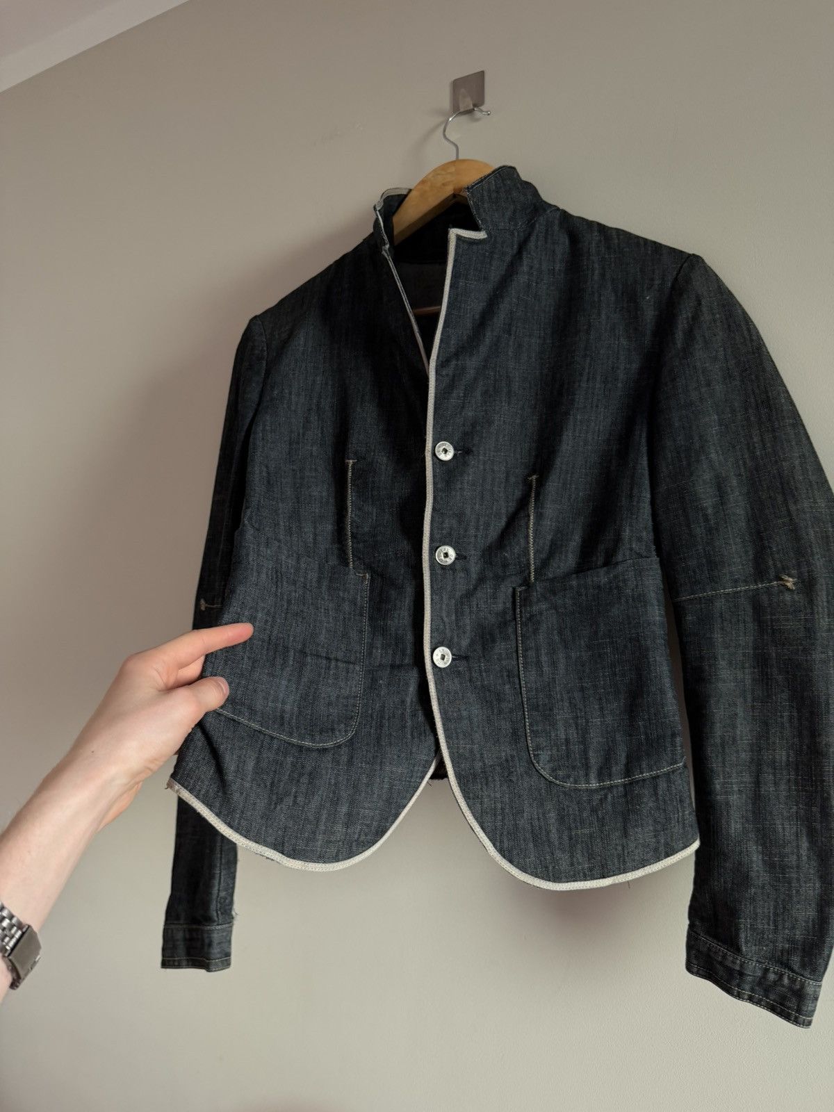 Marithe + Francois Girbaud Marithe Francois Girbaud Denim Blazer Cropped Size XS / US 0-2 / IT 36-38 - 3 Thumbnail