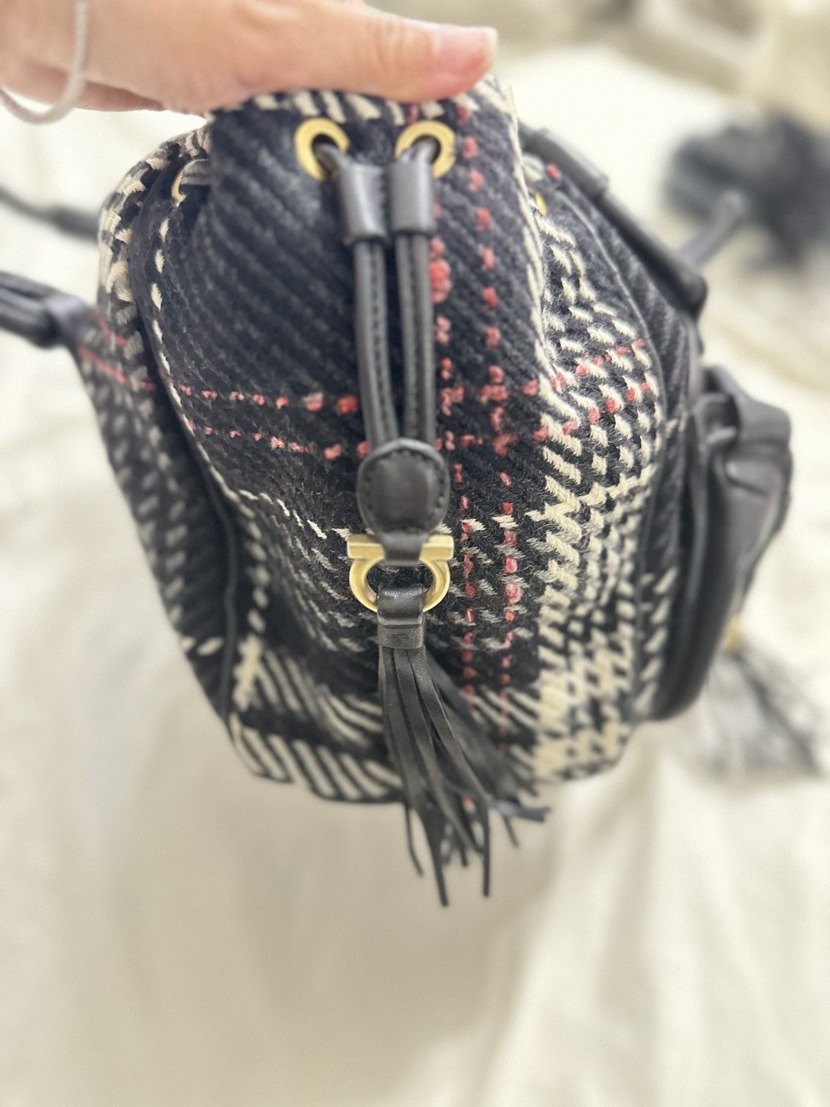 Salvatore Ferragamo Salvatore Ferragamo Wool Plaid Exterior Bags & Handbags L Size ONE SIZE - 4 Thumbnail