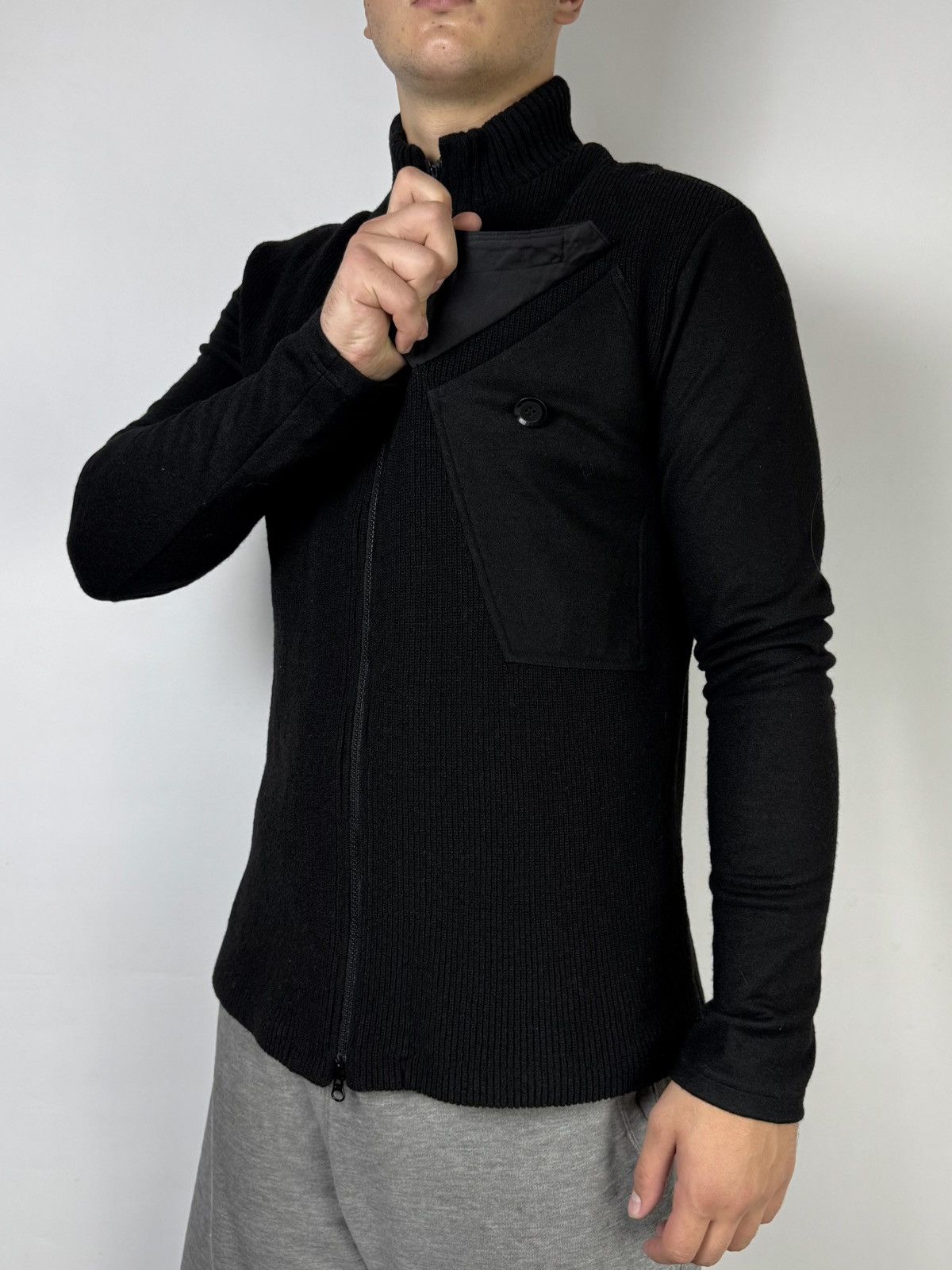 Yohji Yamamoto Y’s Yohji Yamamoto Wool Ribbed Zip Knit Pocket Sweater Size US XL / EU 56 / 4 - 2 Thumbnail