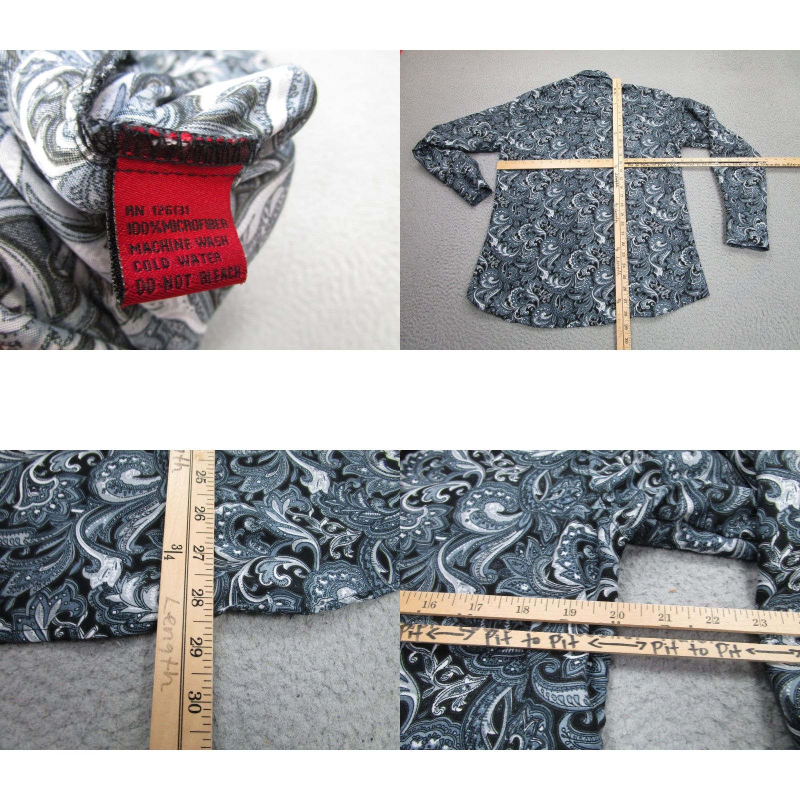Vintage Patron Cito Red Label Shirt Small Gray Paisley Western Snap Casual Mens Size US S / EU 44-46 / 1 - 8 Thumbnail