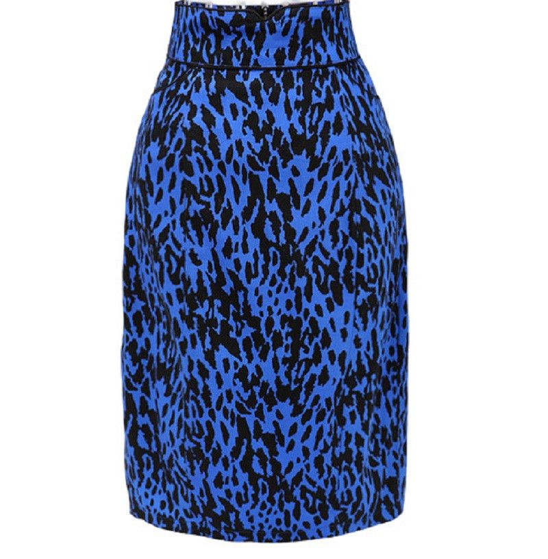 Other Pencil skirt vintage style leopard print blue skirts Size 32" / US 10 / IT 46 - 1 Thumbnail