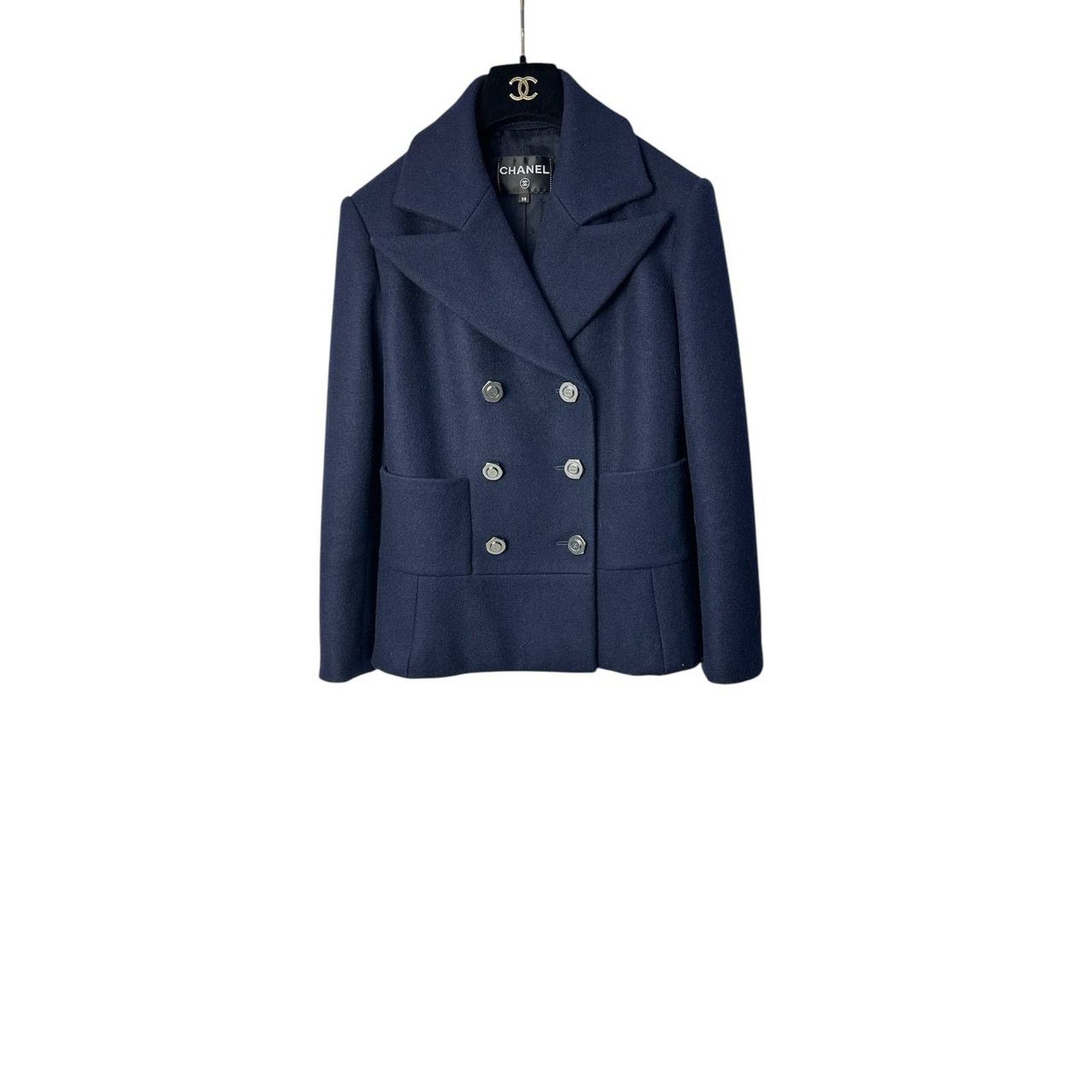 Chanel Chanel Navy Blue Wool Double-Breasted Peacoat Sz.38 Size S / US 4 / IT 40 - 1 Thumbnail