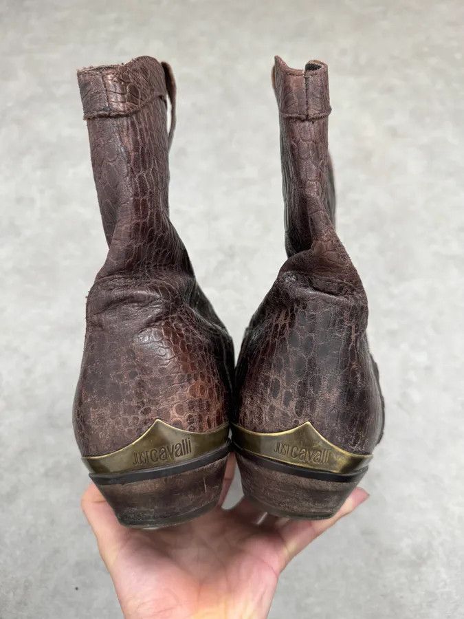 Roberto Cavalli Roberto Cavalli Brown Crocodile Embossed Leather Western Boots Size US 9 / EU 42 - 6 Thumbnail