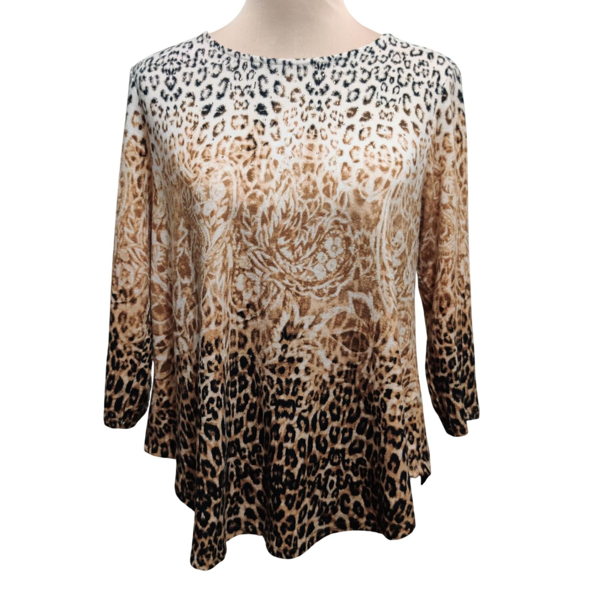 Other Ruby Rd M Petite Leopard Ombre Paisley Animal Print Top 3/4 Size M / US 6-8 / IT 42-44 - 1 Thumbnail