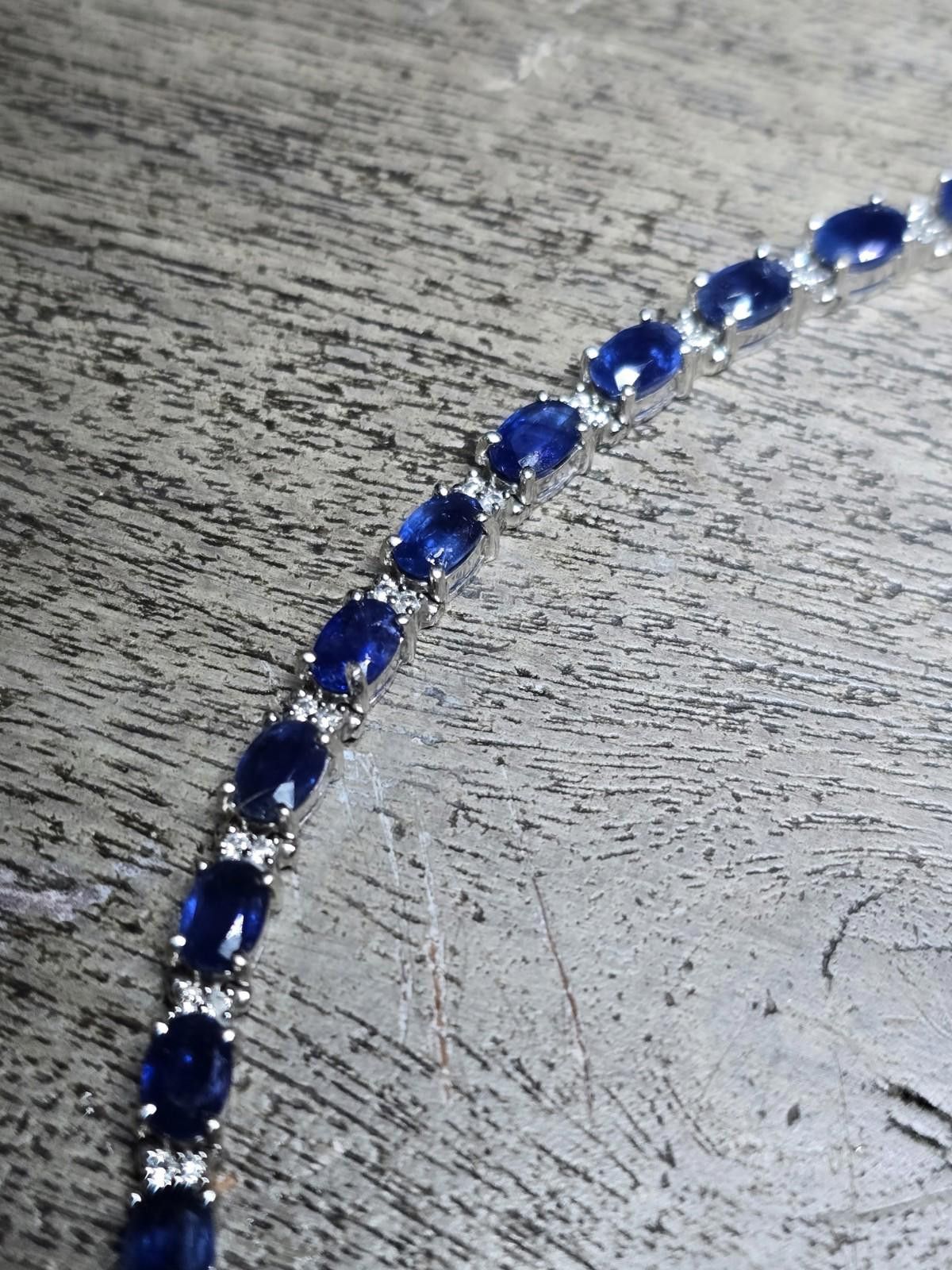 The Unbranded Brand 14k White Gold Blue Sapphire Diamond Tennis Bracelet 11ctw Size ONE SIZE - 2 Thumbnail