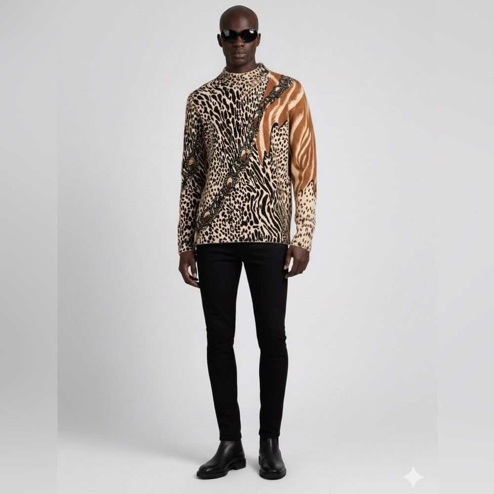 Vintage Vintage Animal Print Sweater with Chain Detail Size M / US 6-8 / IT 42-44 - 4 Thumbnail