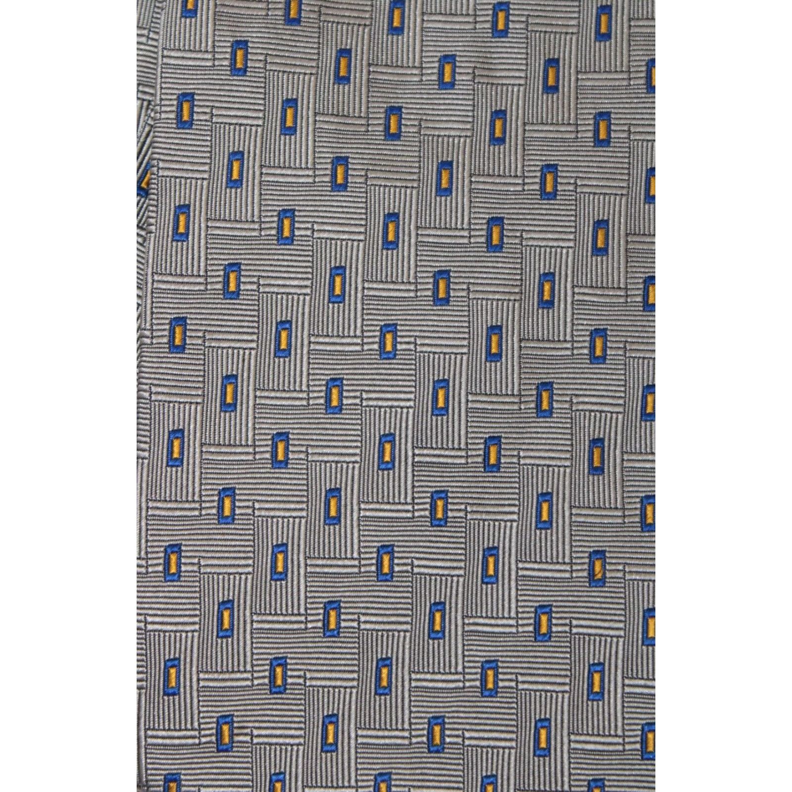 Vintage Paul Fredrick Silk Necktie Men's Silver Geometric Tie Designer Stylish USA Size ONE SIZE - 3 Thumbnail
