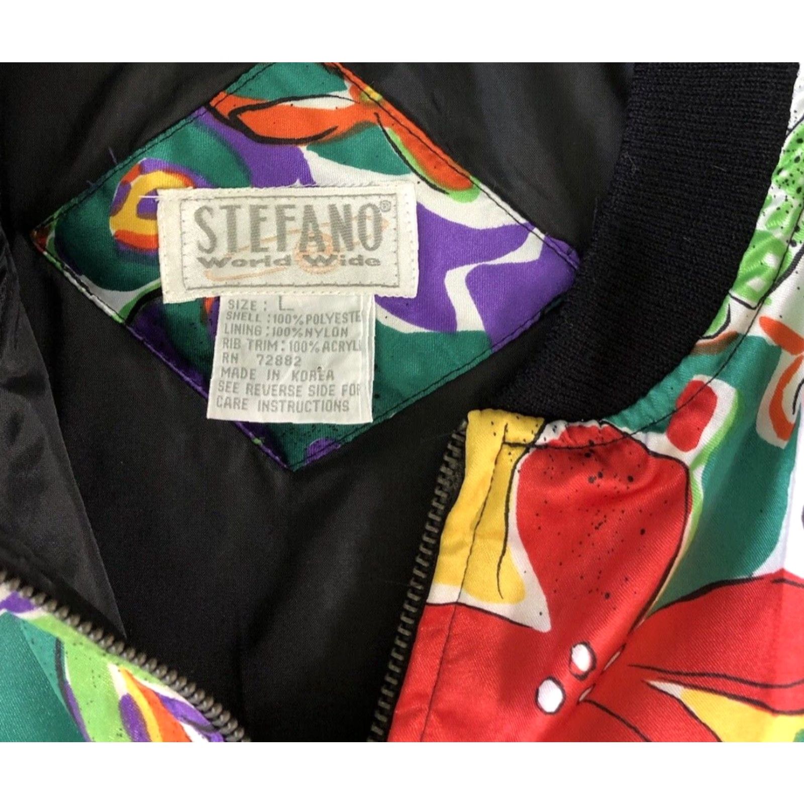 Vintage VINTAGE Stefano Satin Jacket L Retro Pop Abstract Art Full Zip Pockets Lined Mens Size US L / EU 52-54 / 3 - 6 Thumbnail