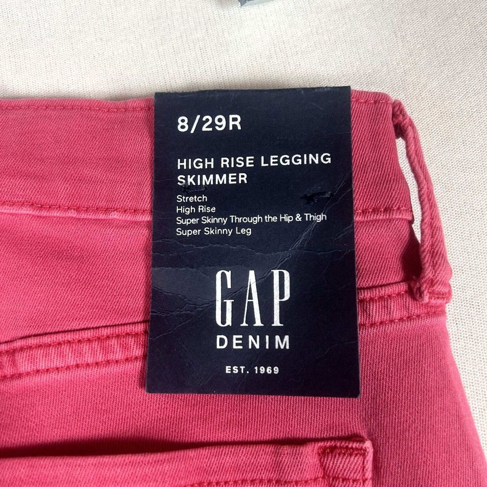 Gap GAP Jeans High Rise Legging Skimmer Denim Pink 8 Regular Womens NWT ZIP Button Zipper Stretch Slim Size 30" / US 8 / IT 44 - 3 Thumbnail