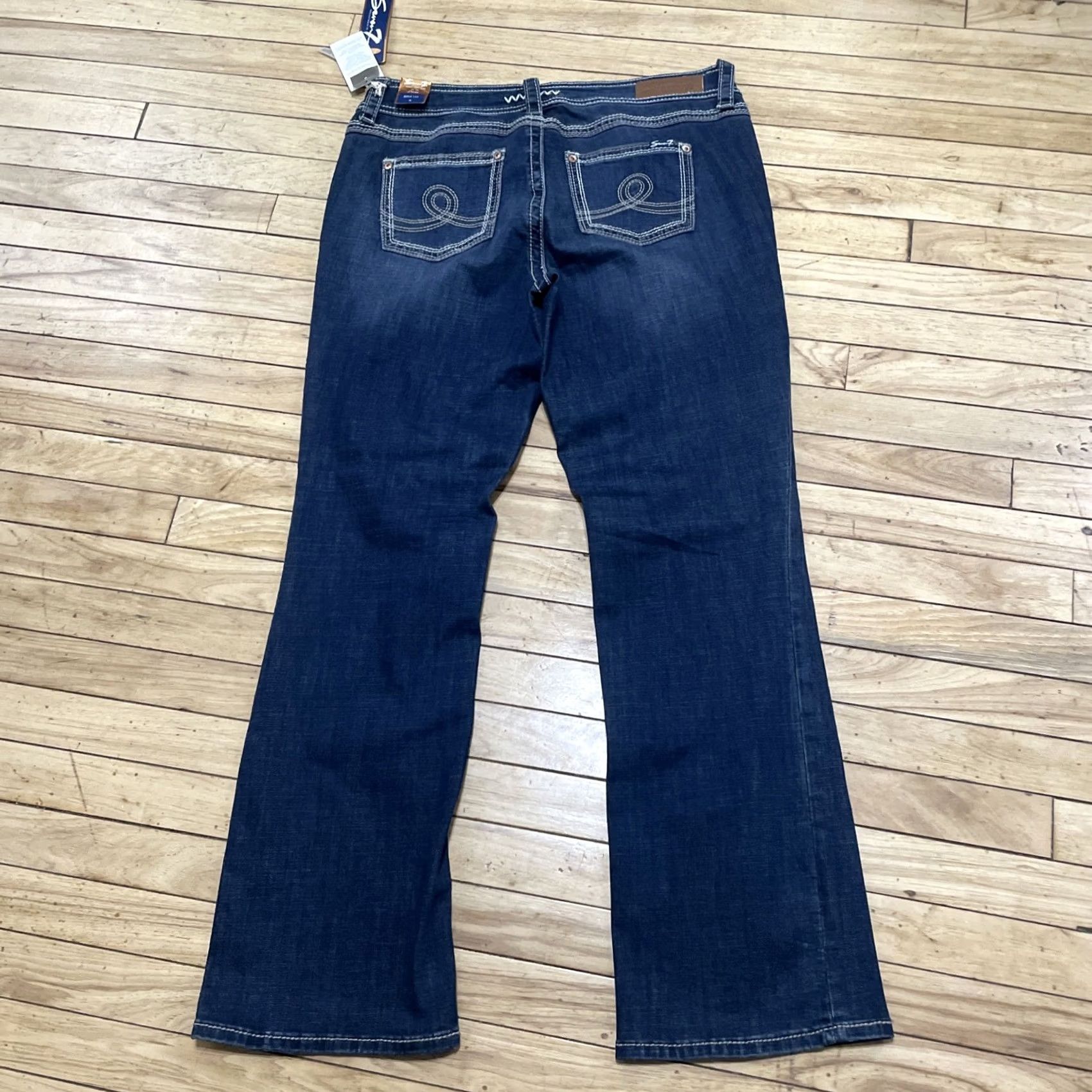 Vintage VINTAGE Seven 7 Jeans Bootcut Women 16 Western Thick Stitch Cowgirl Dark Wash 36x32 NEW Size 38" / US 16 / IT 52 - 2 Thumbnail