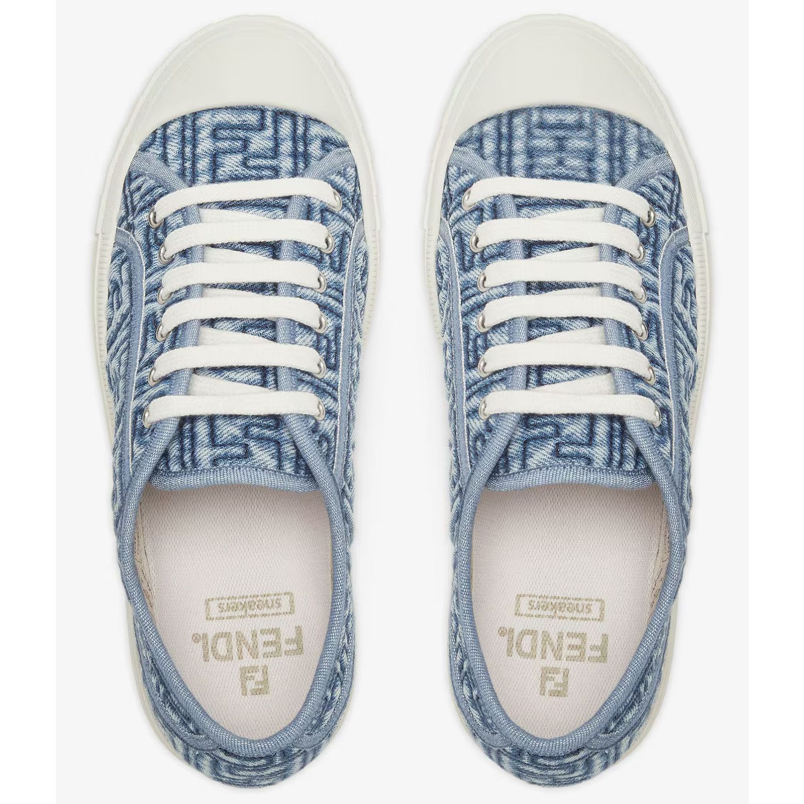 Fendi Fendi Domino Denim FF Logo White Platform Low Top Sneaker 41 Size US 11 / IT 41 - 7 Thumbnail
