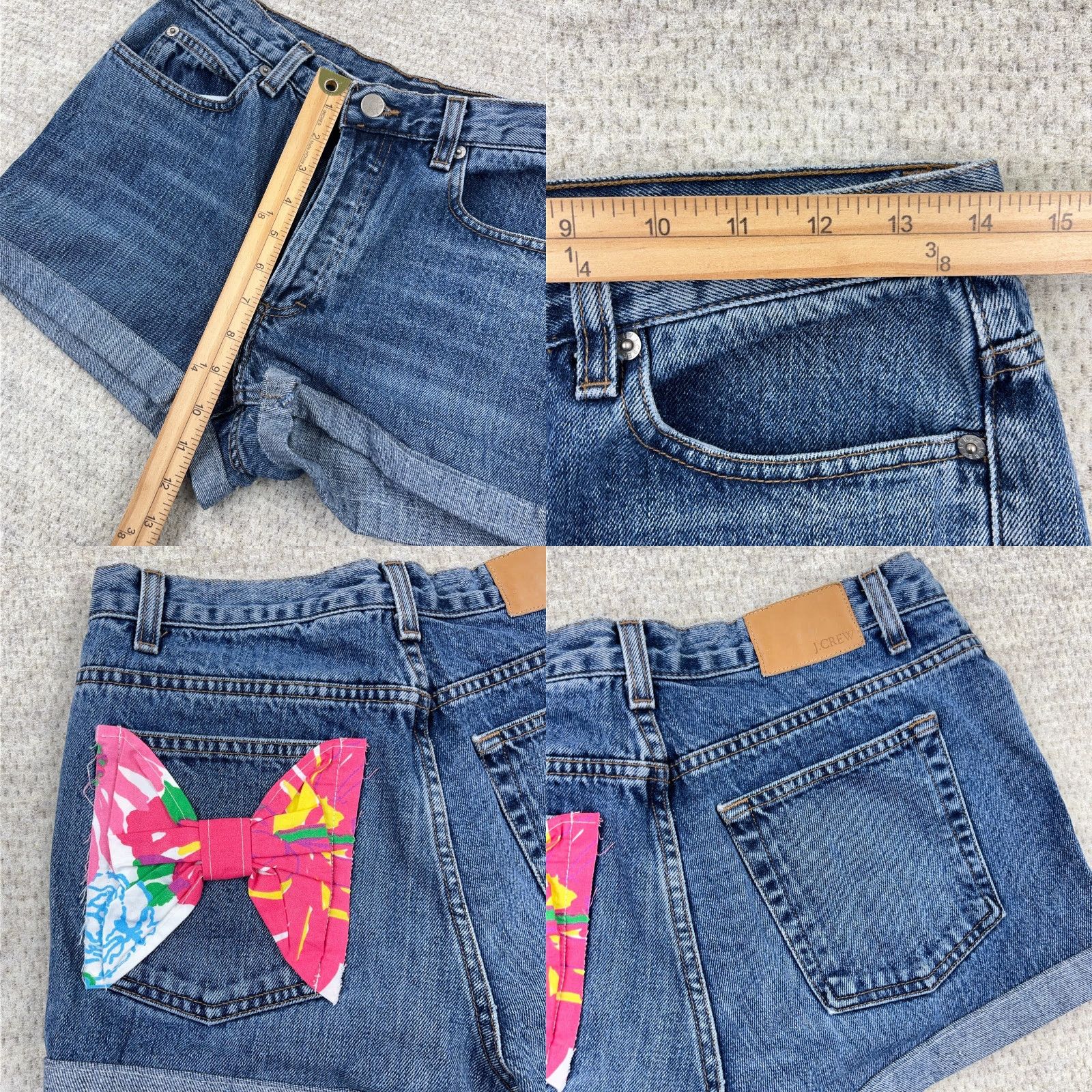 J.Crew J Crew Shorts Women 6 Cuffed Jean Jorts Button Fly Med Wash Bow Made In USA Size 28" / US 6 / IT 42 - 8 Thumbnail