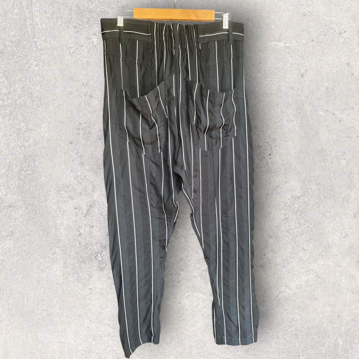 Haider Ackermann SS18 Stripes Rayon Blend Back Elastic Drop Crotch Trousers Size US 32 / EU 48 - 5 Thumbnail