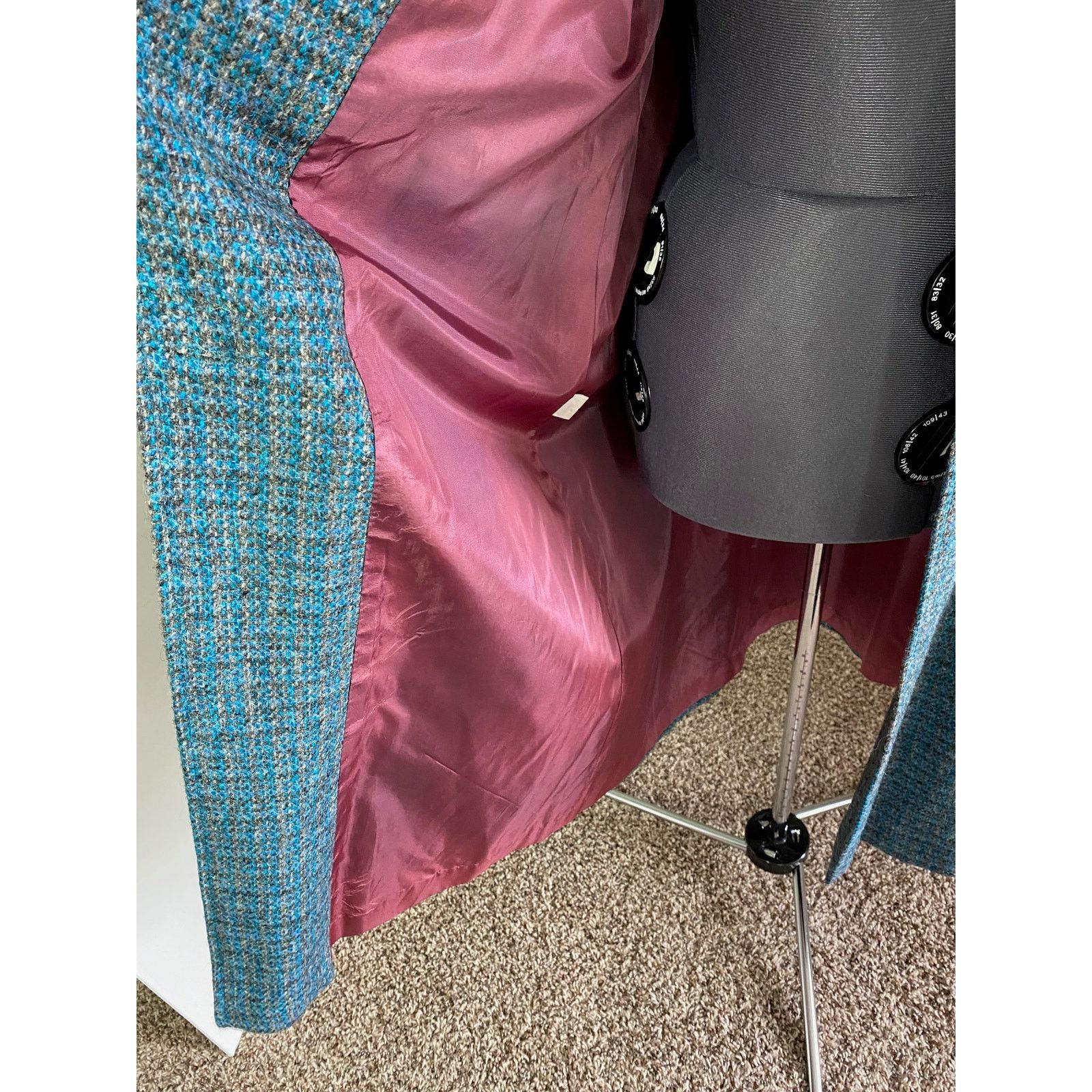 Vintage swing coat plaid blue gray vintage wool 1970s Size L / US 10 / IT 46 - 11 Thumbnail