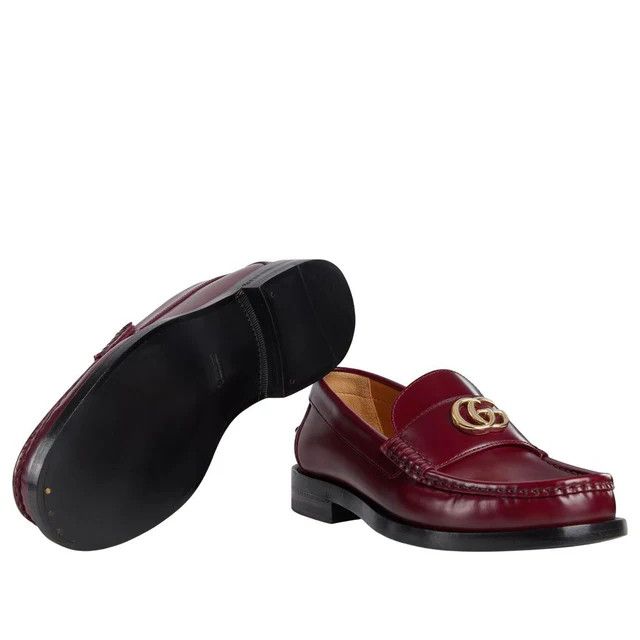 Gucci oc11z0126 Women's Loafer With Double G in Burgundy Size US 5 / IT 35 - 3 Thumbnail
