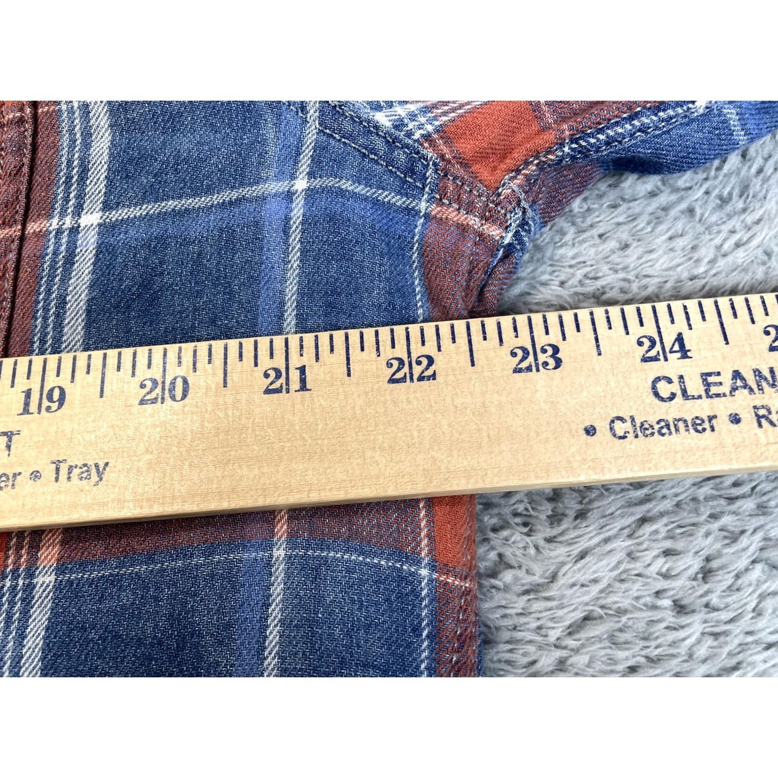 Lucky Brand VINTAGE Lucky Brand Shirt Mens Large Blue Orange Plaid Flannel True Indigo 7MD41343 Size US L / EU 52-54 / 3 - 7 Thumbnail